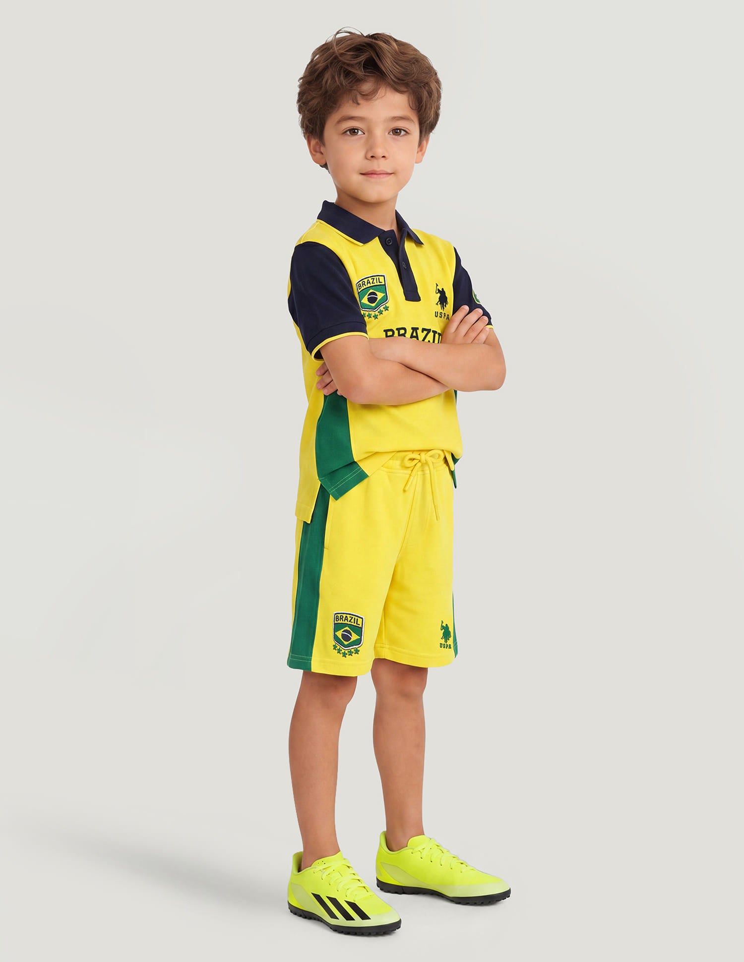 Colourblocked Regular Fit Shorts Yellow - U.S. Polo Assn. India | Large