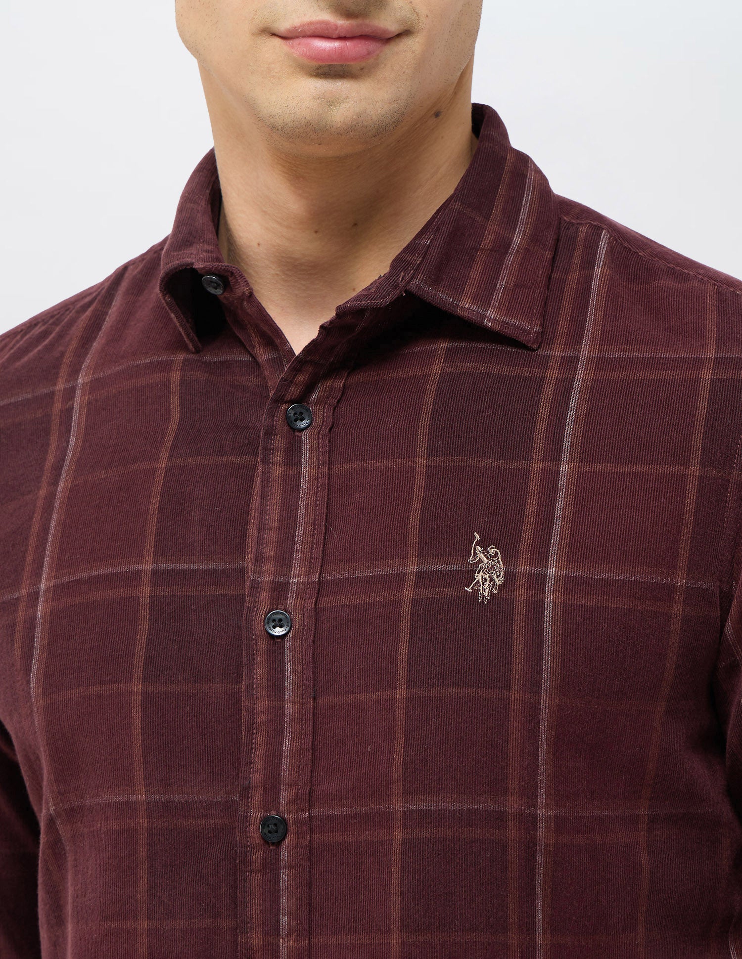 Corduroy Grid Tattersall Checked Shirt Choco - U.S. POLO ASSN. | Large