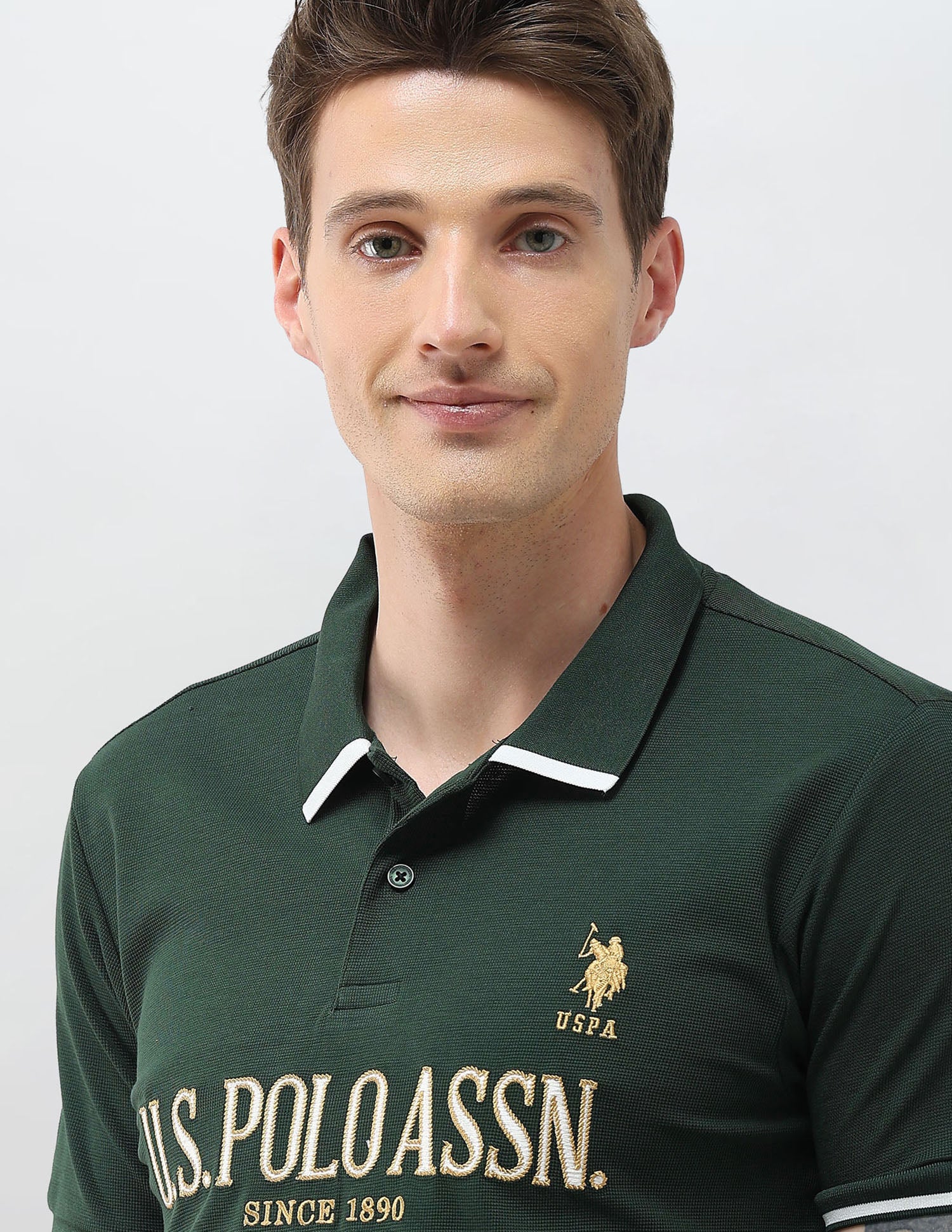 Brand Embroidered Slim Fit Polo Shirt Green - U.S. Polo Assn. India | Large