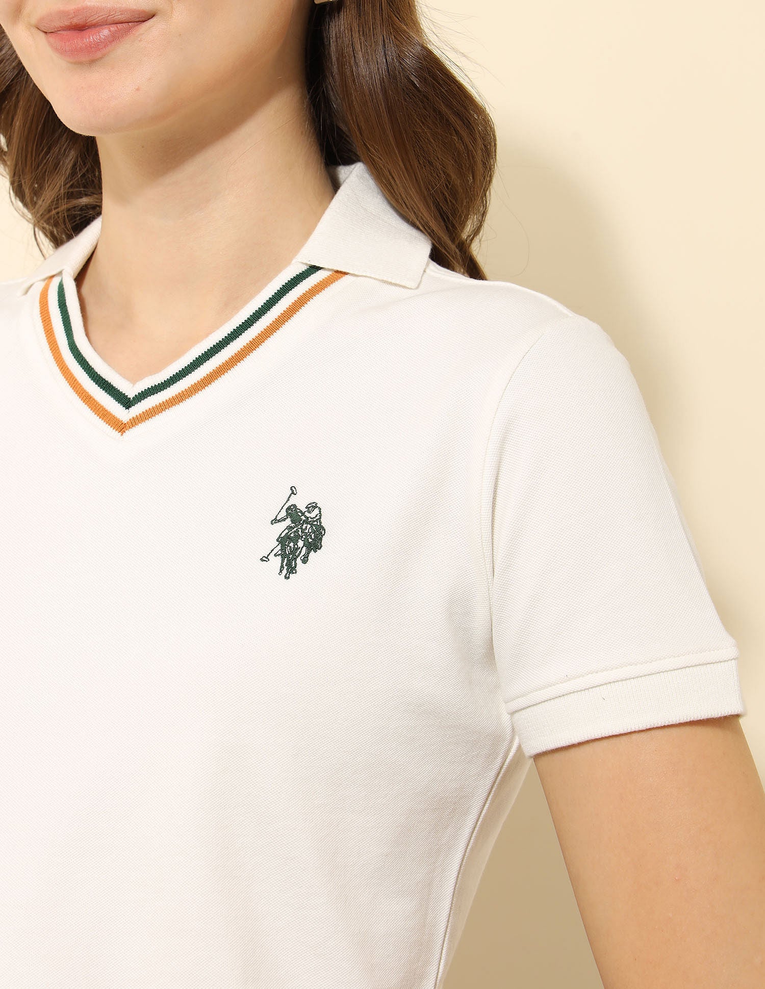 Regular Fit Solid Polo Shirt Off White - U.S. POLO ASSN. | Large