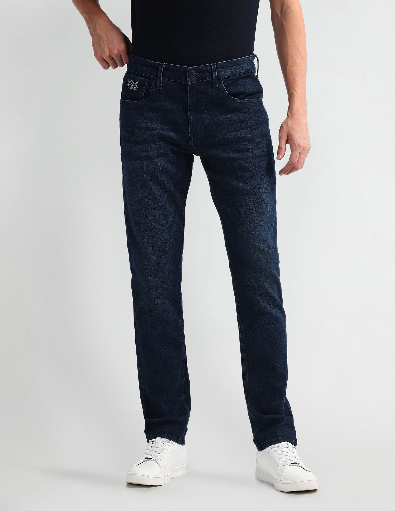 Brandon Slim Tapered Fit Mid Rise Jeans Dark Blue - U.S. Polo Assn. India | Large