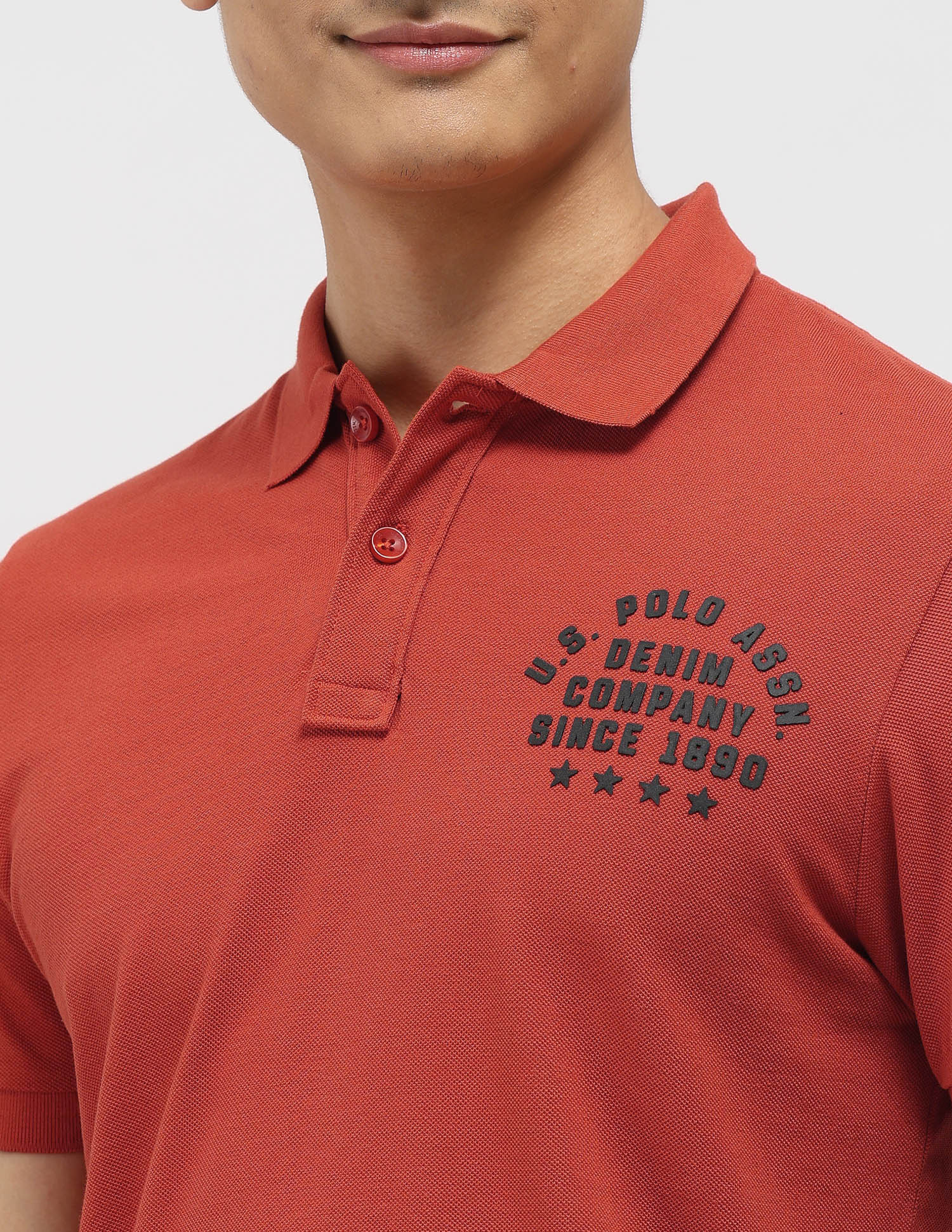 Brand Embossed Muscle Fit Polo Shirt Red - U.S. Polo Assn. India | Large