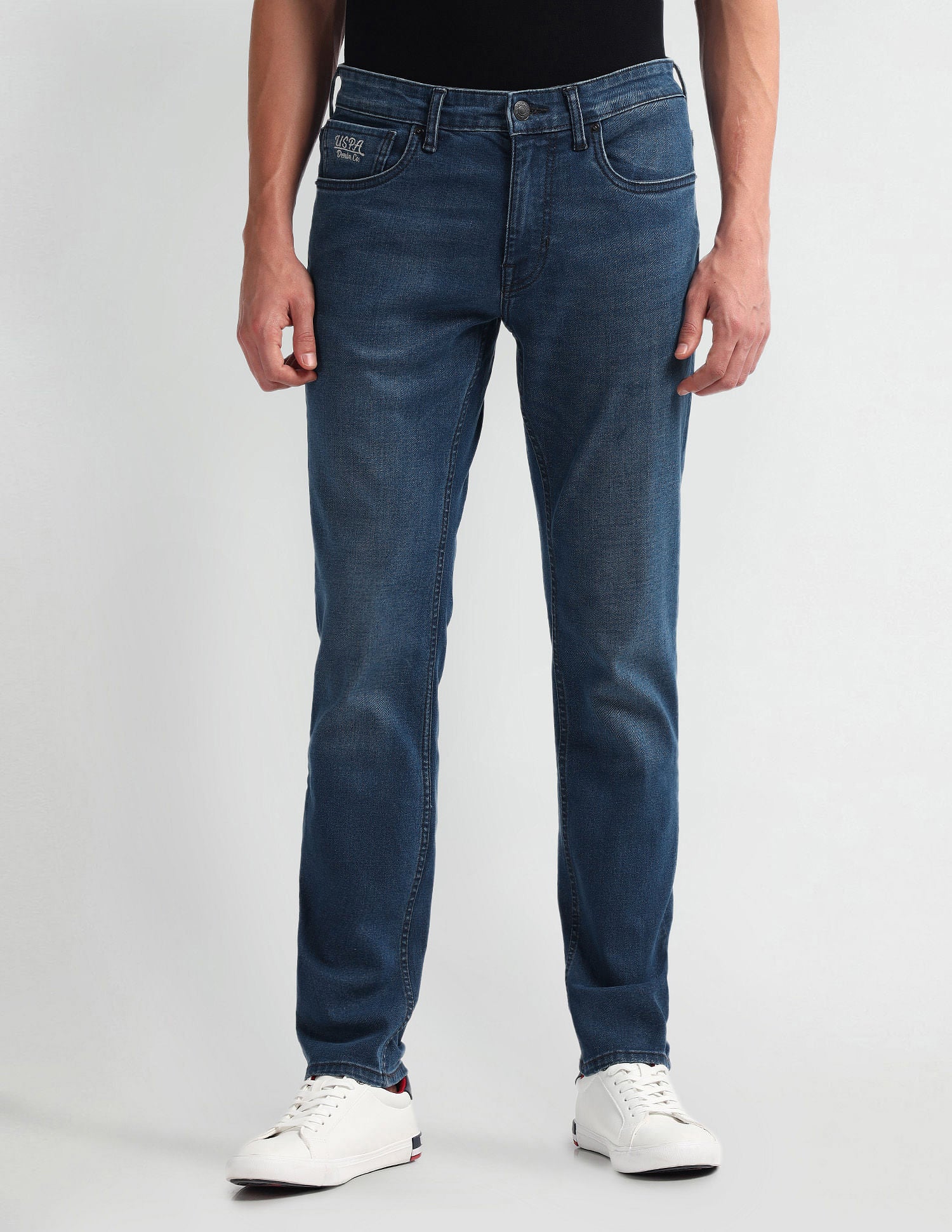 Brandon Slim Tapered Fit Mid Wash Jeans Blue - U.S. Polo Assn. India | Large