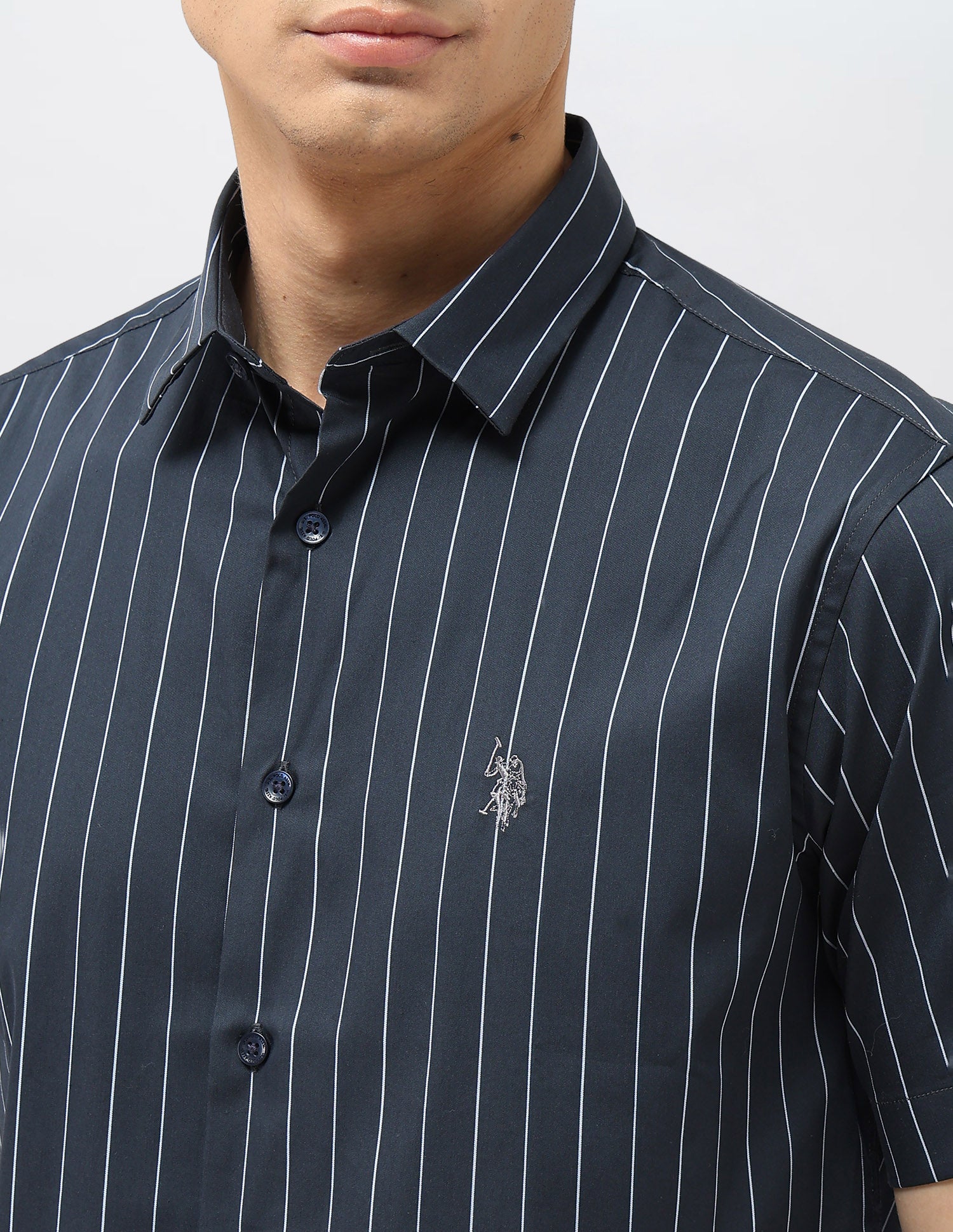 Vertical Striped Twill Shirt Teal - U.S. POLO ASSN. | Large