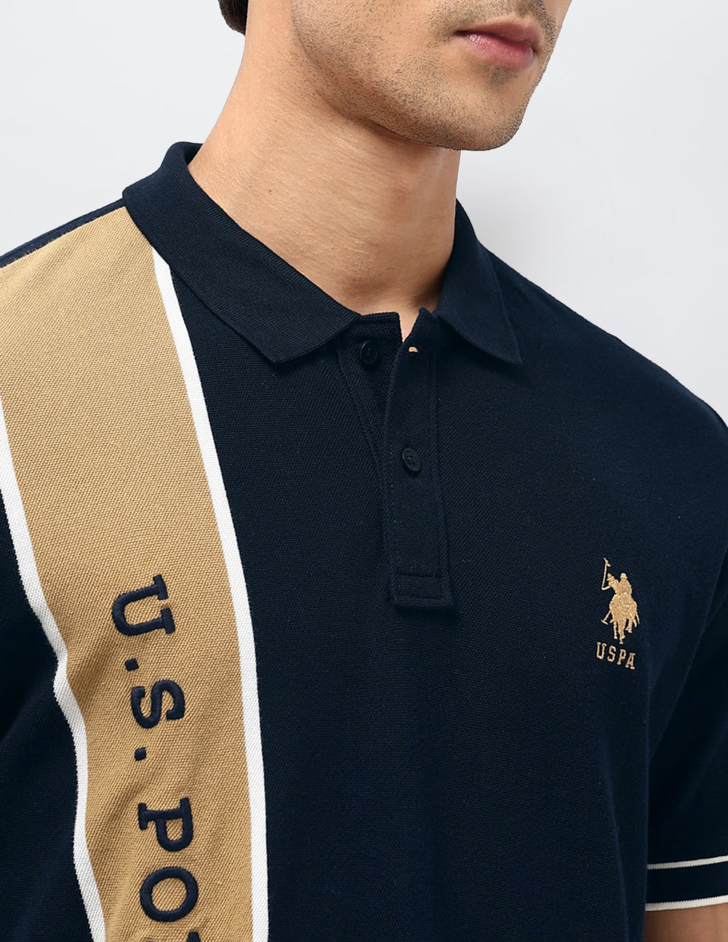 Brand Embroidered Equestrian Aisle Theater Polo Shirt Navy - U.S. POLO ASSN. | Large