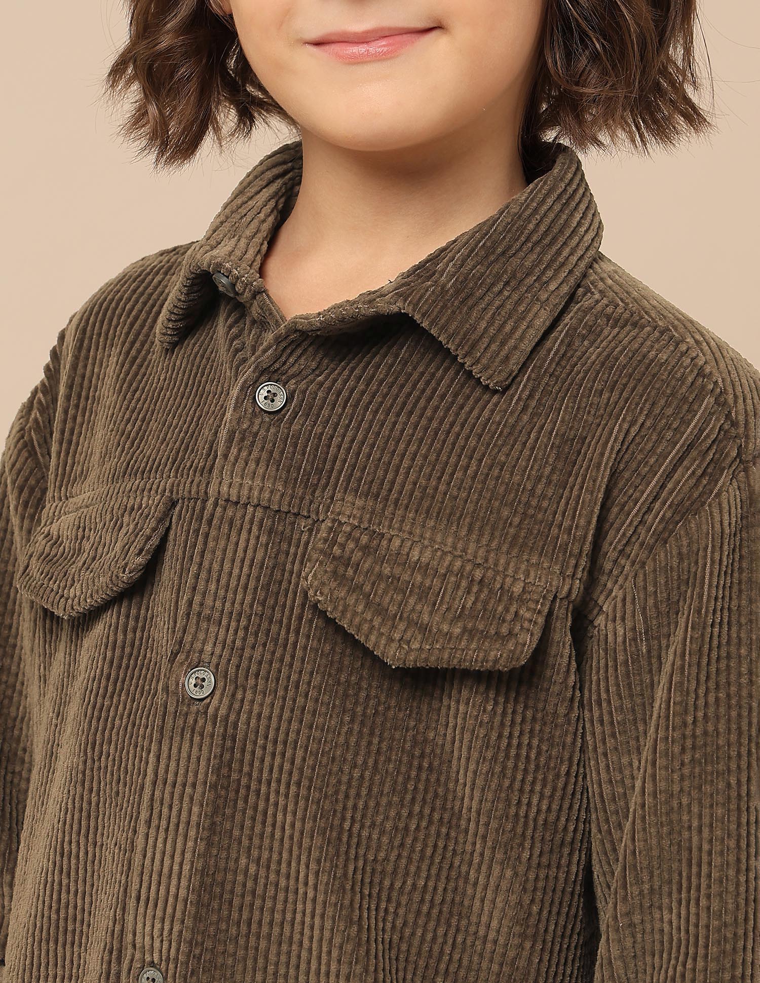 Boys Corduroy Regular Fit Shacket Brown - U.S. POLO ASSN. | Large