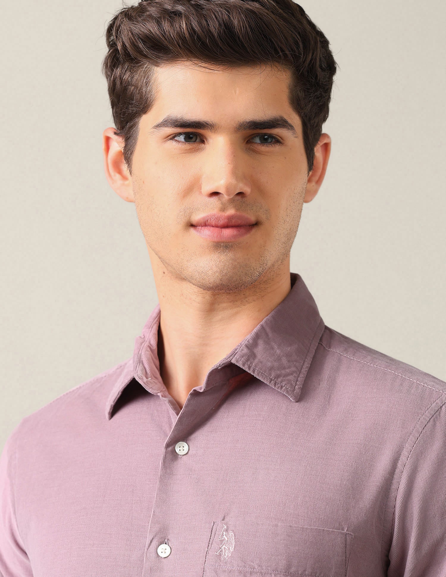 Tailored Fit Corduroy Shirt Pink - U.S. Polo Assn. India | Large