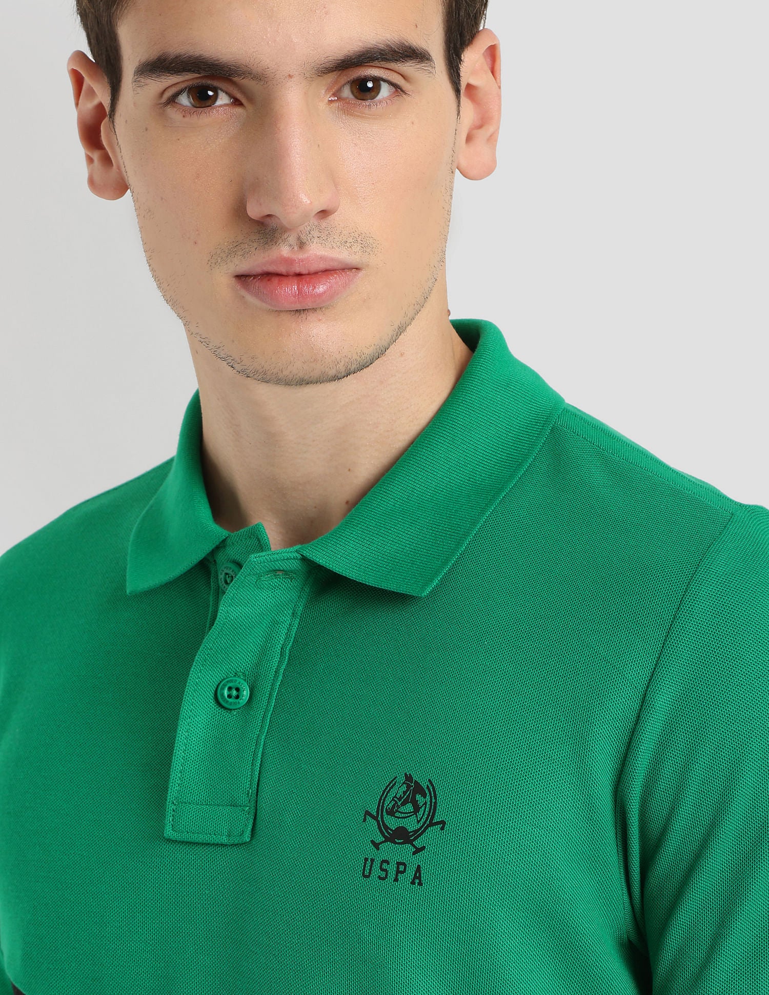 Diagonal Colour Block Active Polo Shirt Green - U.S. Polo Assn. India | Large
