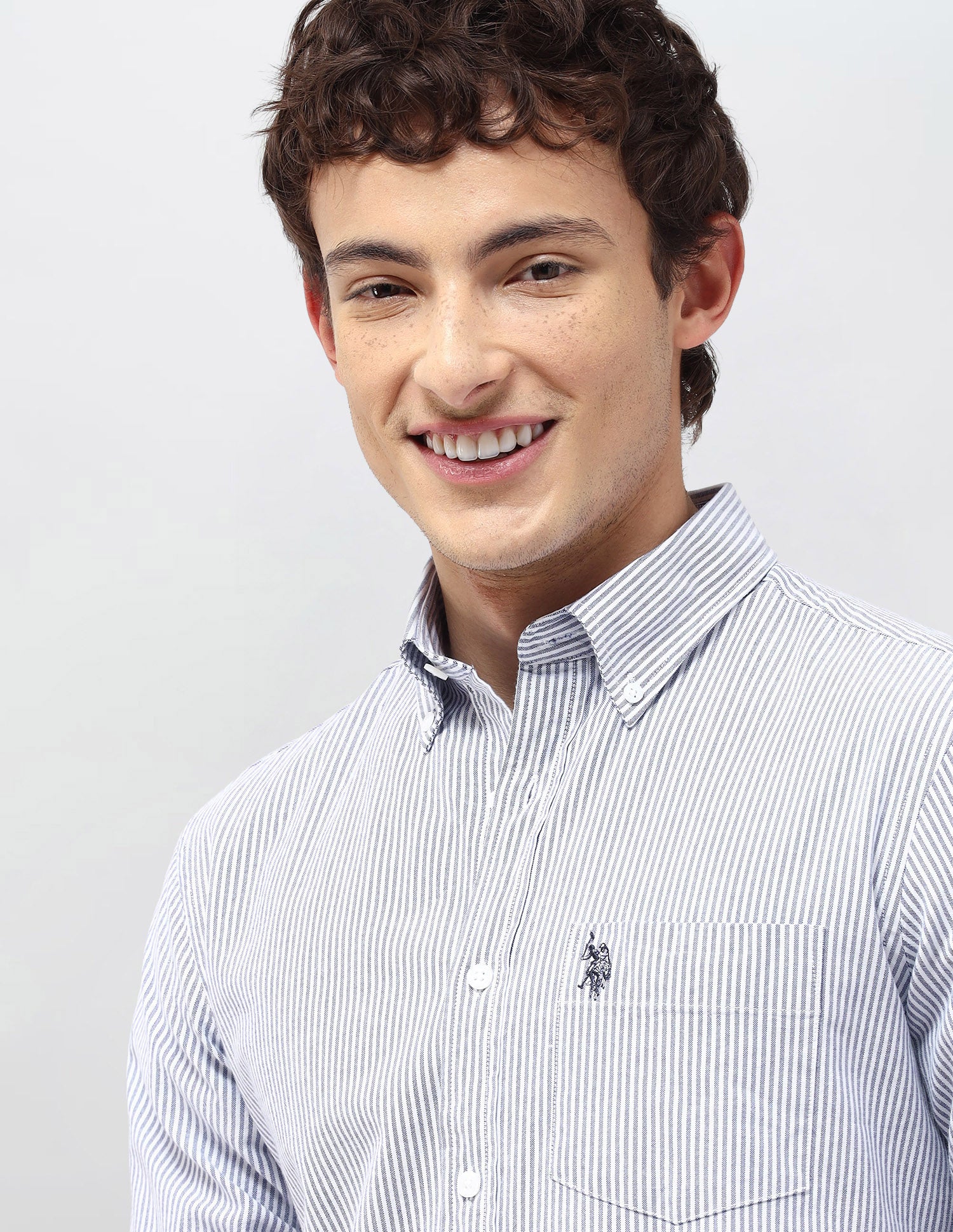 Vertical Striped Regular Fit Shirt Blue - U.S. Polo Assn. India | Large