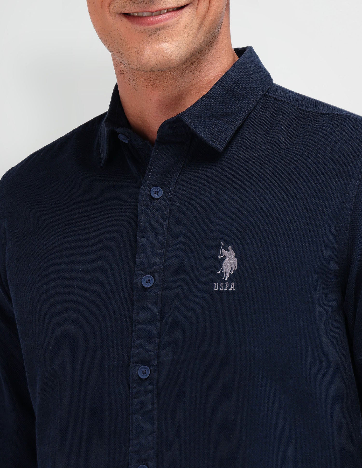 Slim Fit Dobby Shirt Navy - U.S. Polo Assn. India | Large