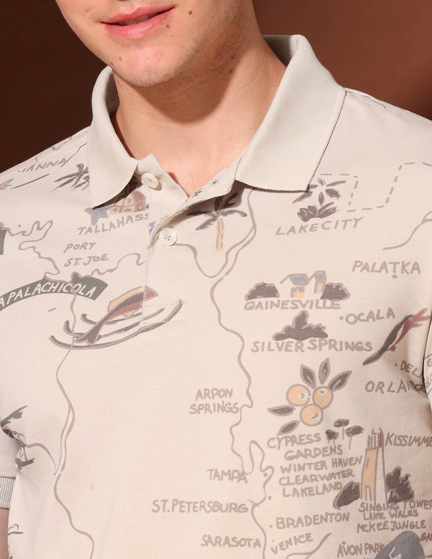 Graphic Pure Cotton Polo Shirt Beige - U.S. Polo Assn. India | Large