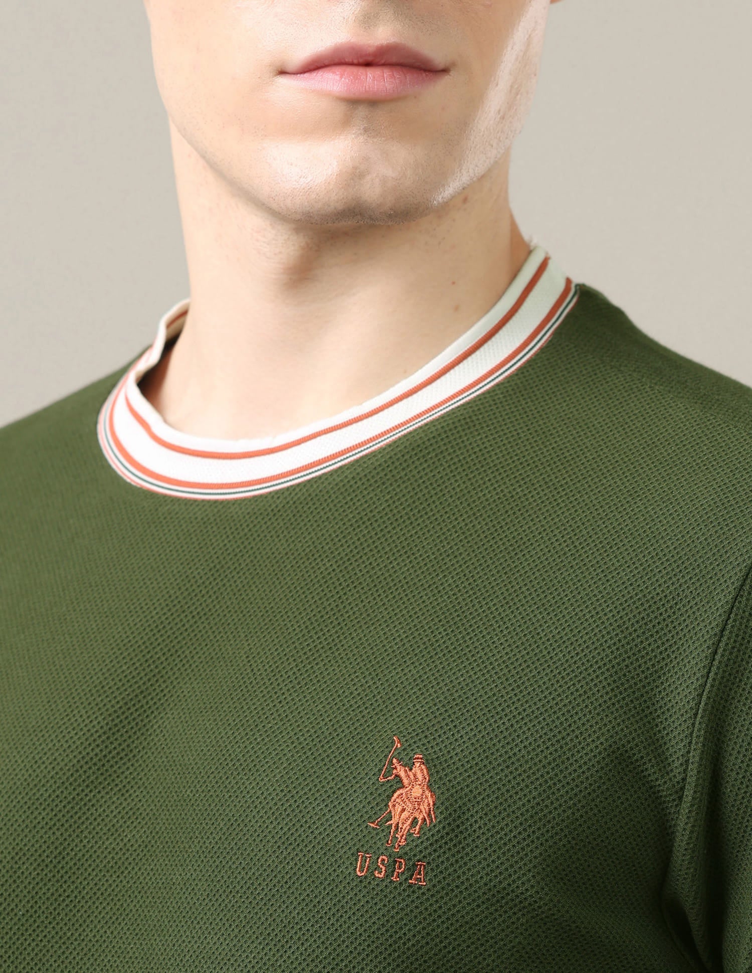 Solid Slim Fit T-Shirt Green - U.S. Polo Assn. India | Large