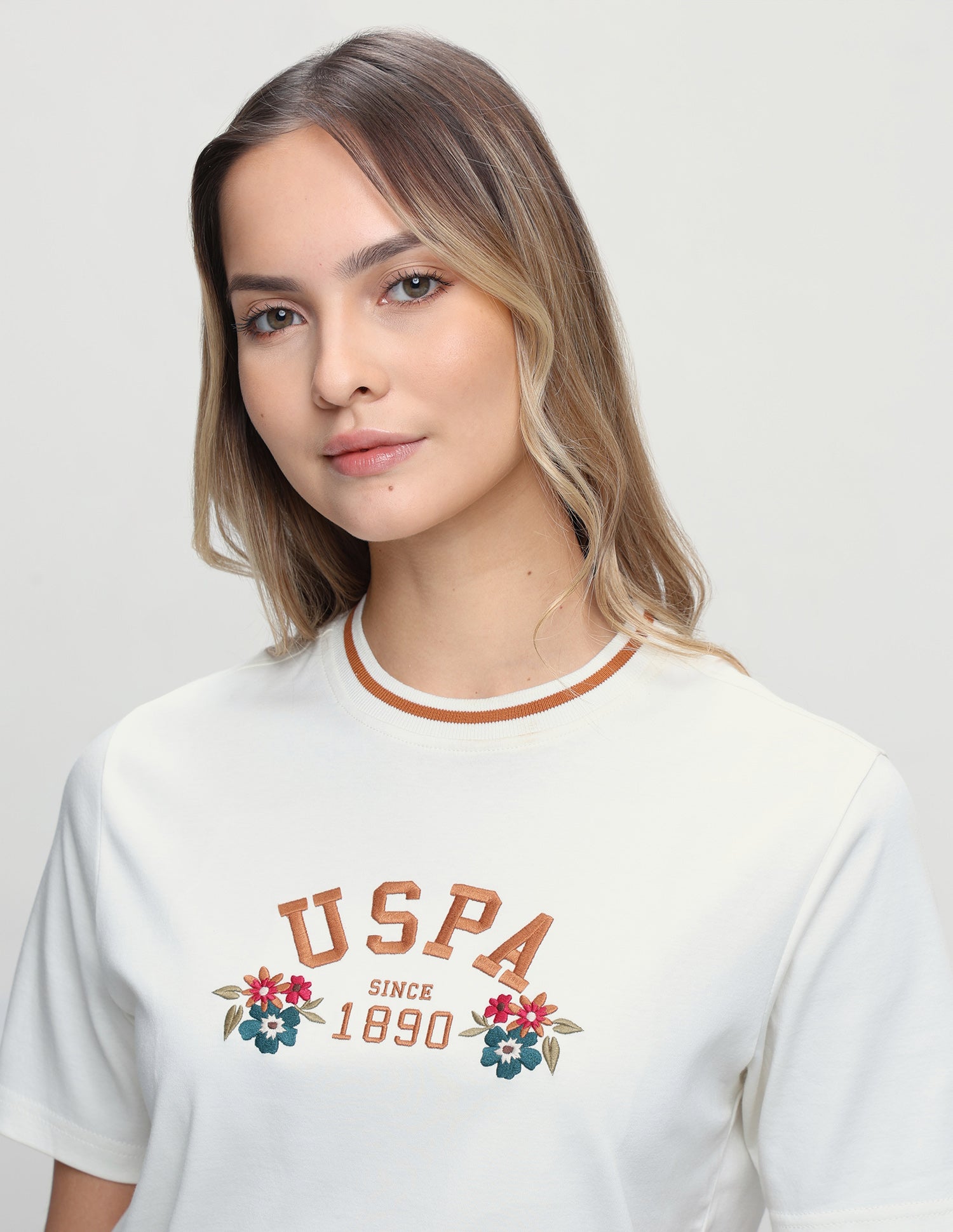Brand Embroidered Boxy Fit T-Shirt Off White - U.S. Polo Assn. India | Large