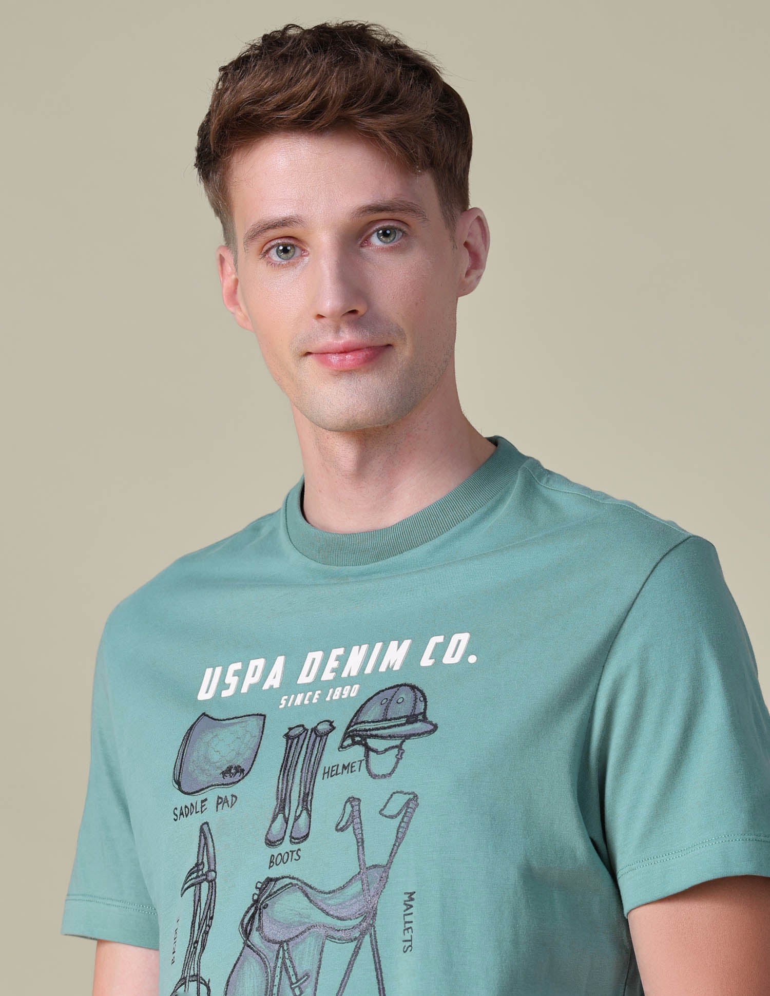 Graphic Brand Printed Slim Fit T-Shirt Light Green - U.S. POLO ASSN. | Large