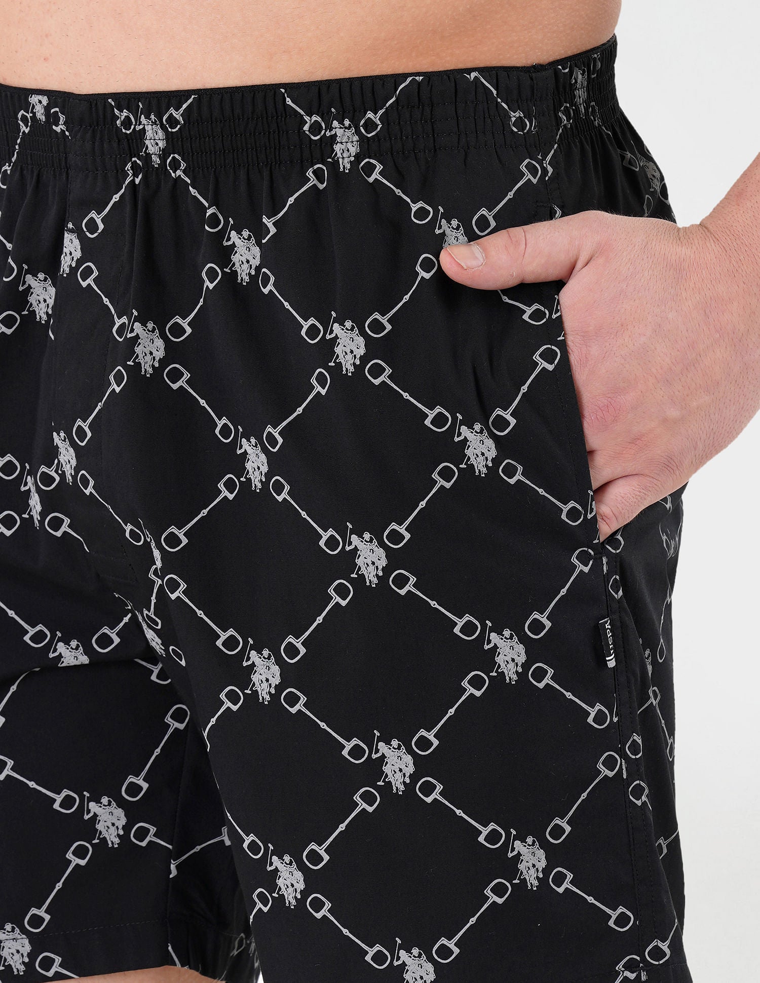 Dual Pocket All Over Print EX002 Boxers - Pack Of 1 Black - U.S. POLO ASSN. | Large