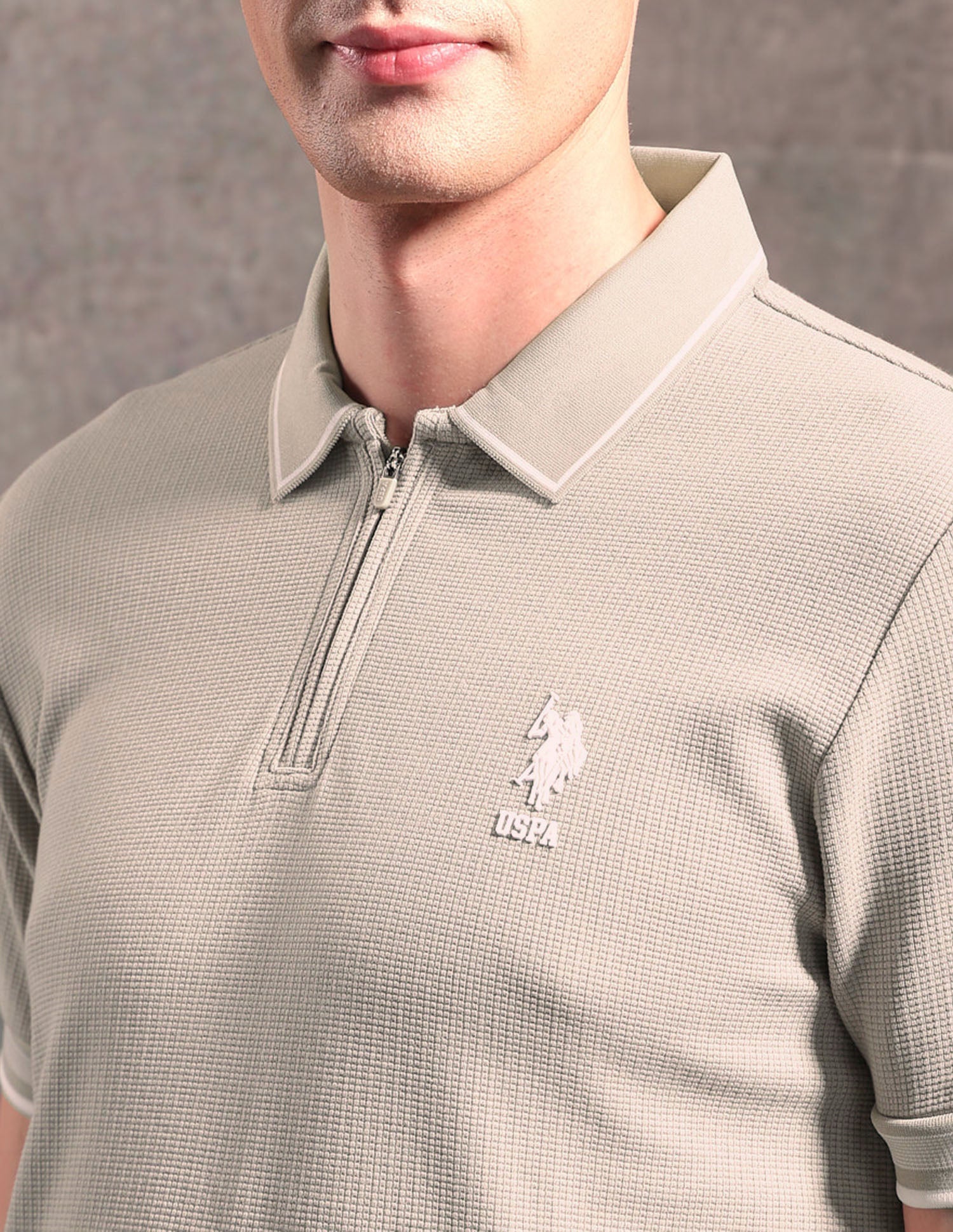 Black & Gold Textured Polo Shirt Beige - U.S. POLO ASSN. | Large