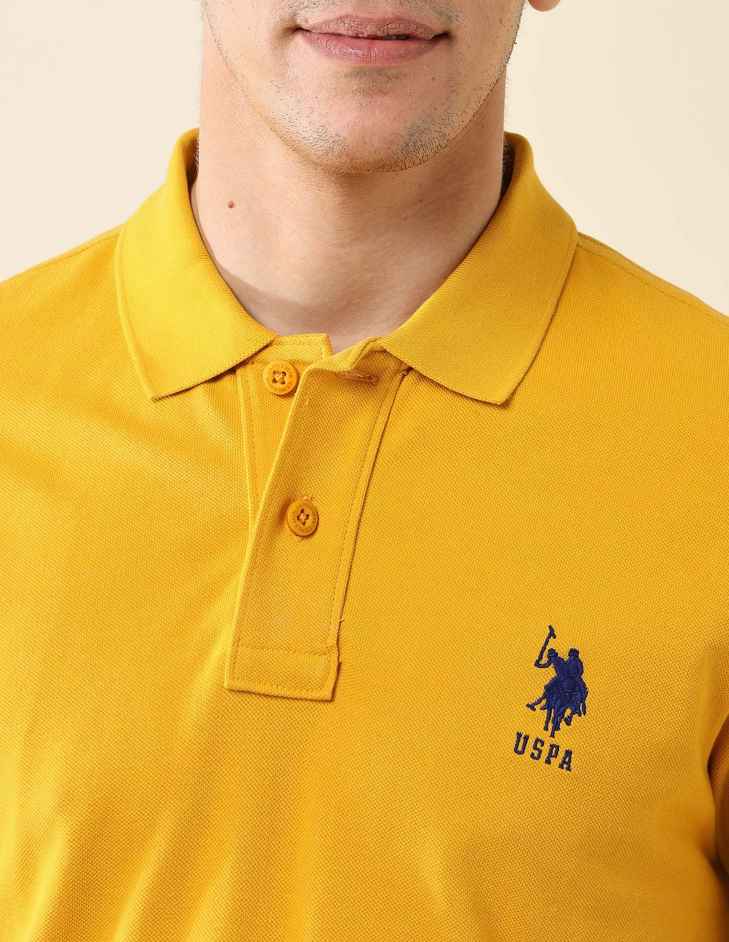 Pure Cotton Slim Fit Polo Shirt Dark Yellow - U.S. Polo Assn. India | Large