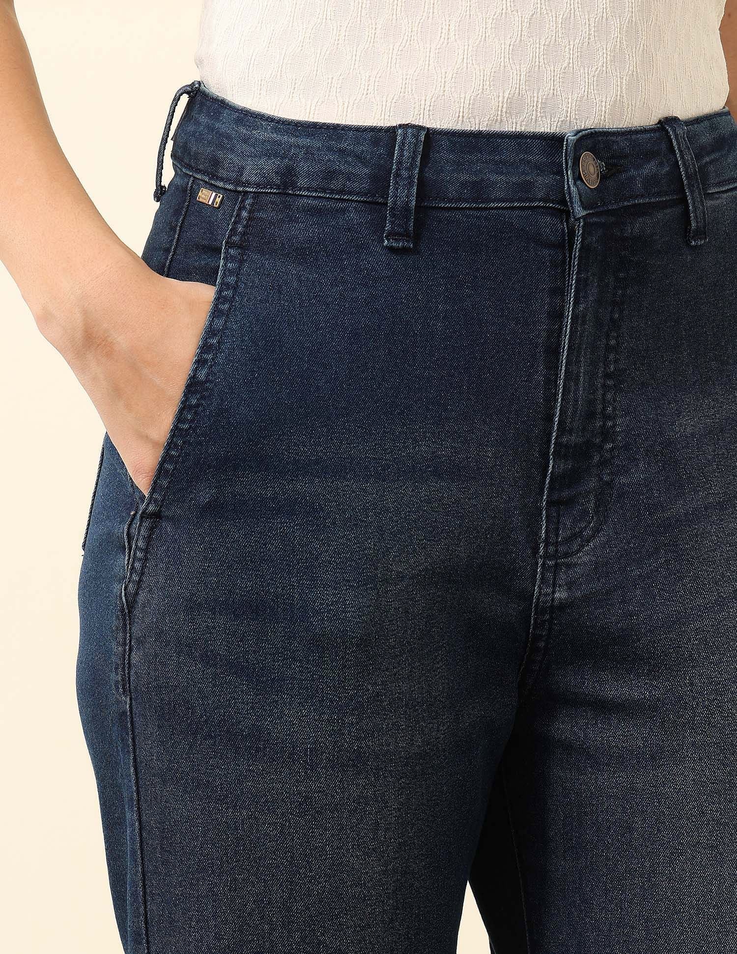 High Rise Mom Fit Jeans Dark Blue - U.S. POLO ASSN. | Large