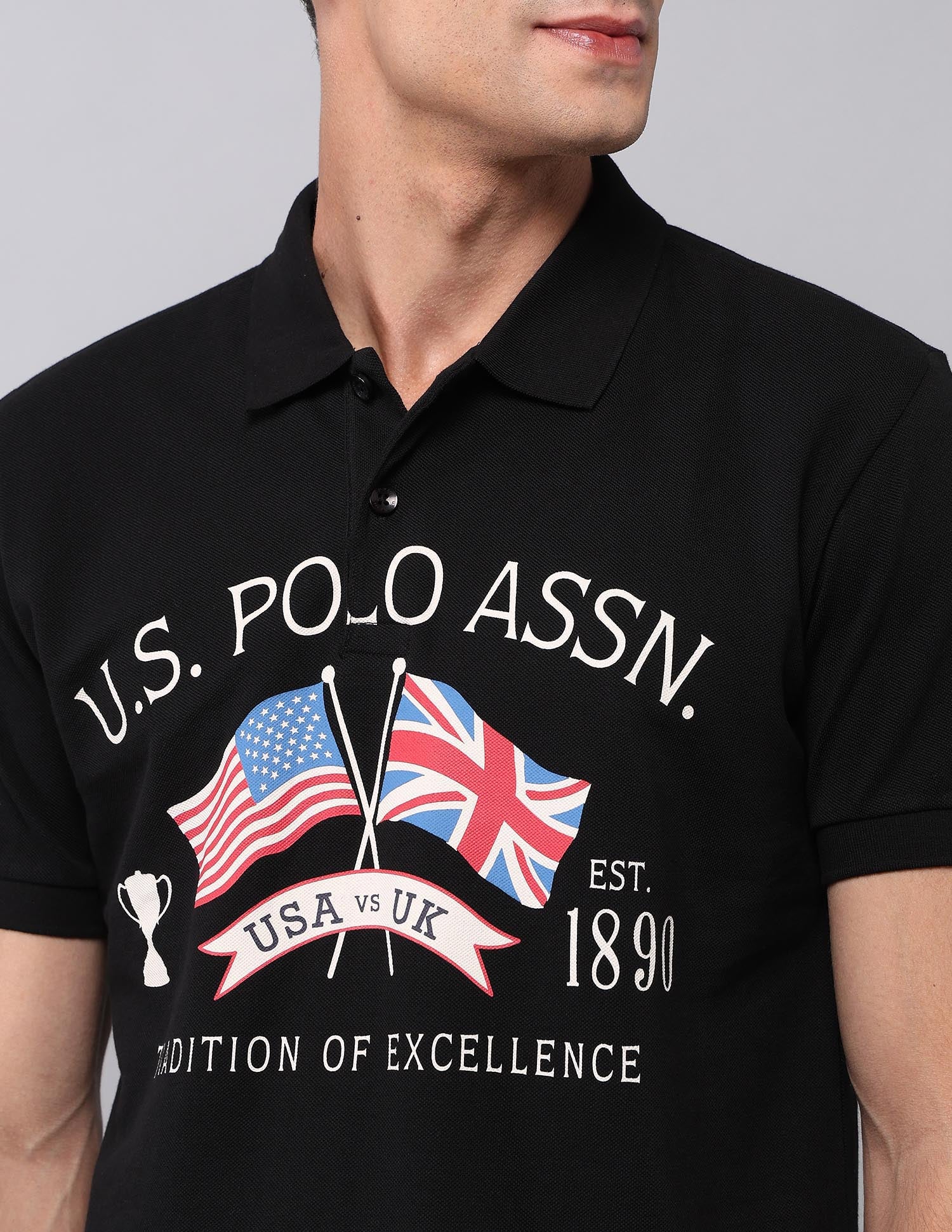 Graphic Printed Muscle Fit Polo Shirt Black - U.S. POLO ASSN. | Large