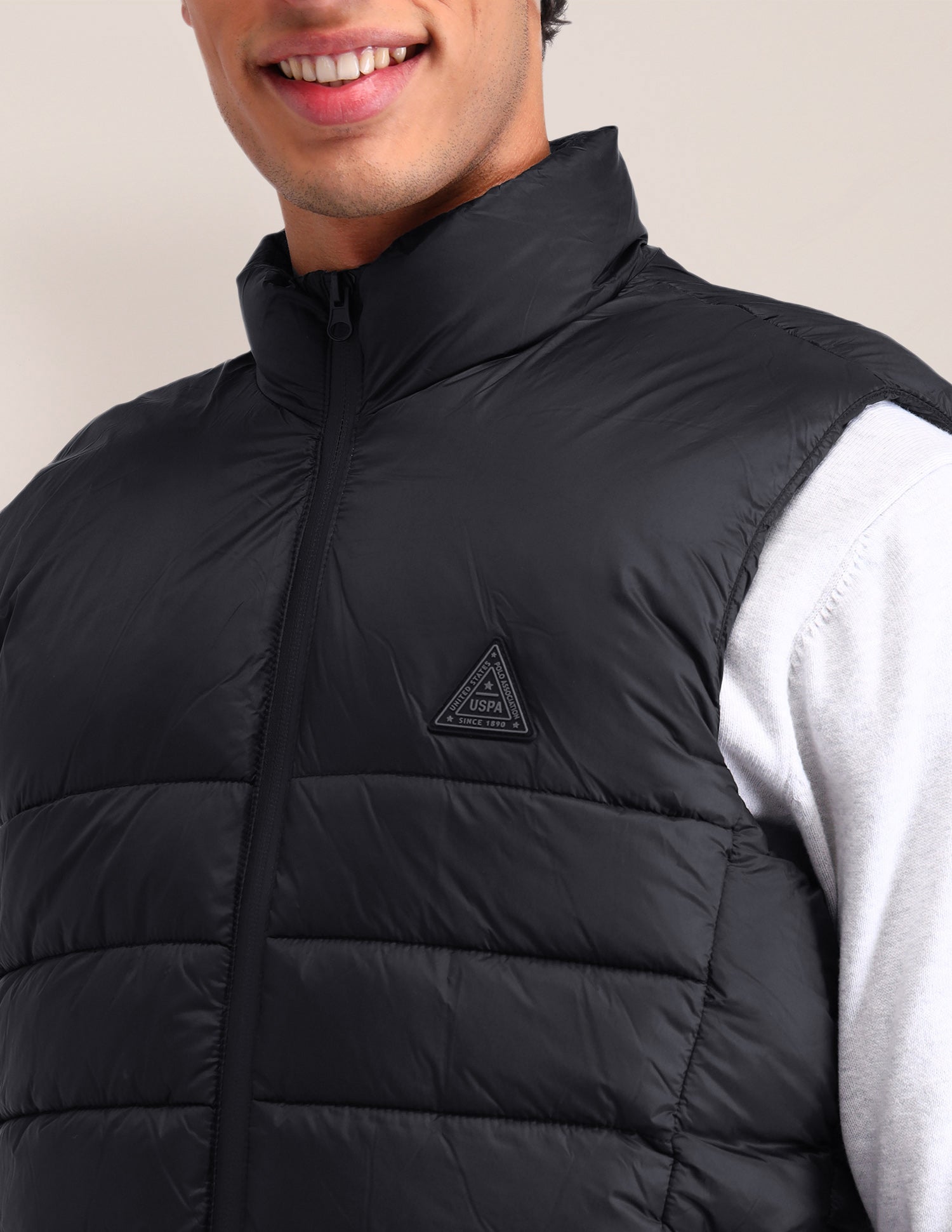 Solid Regular Fit Puffer Jacket Black - U.S. POLO ASSN. | Large