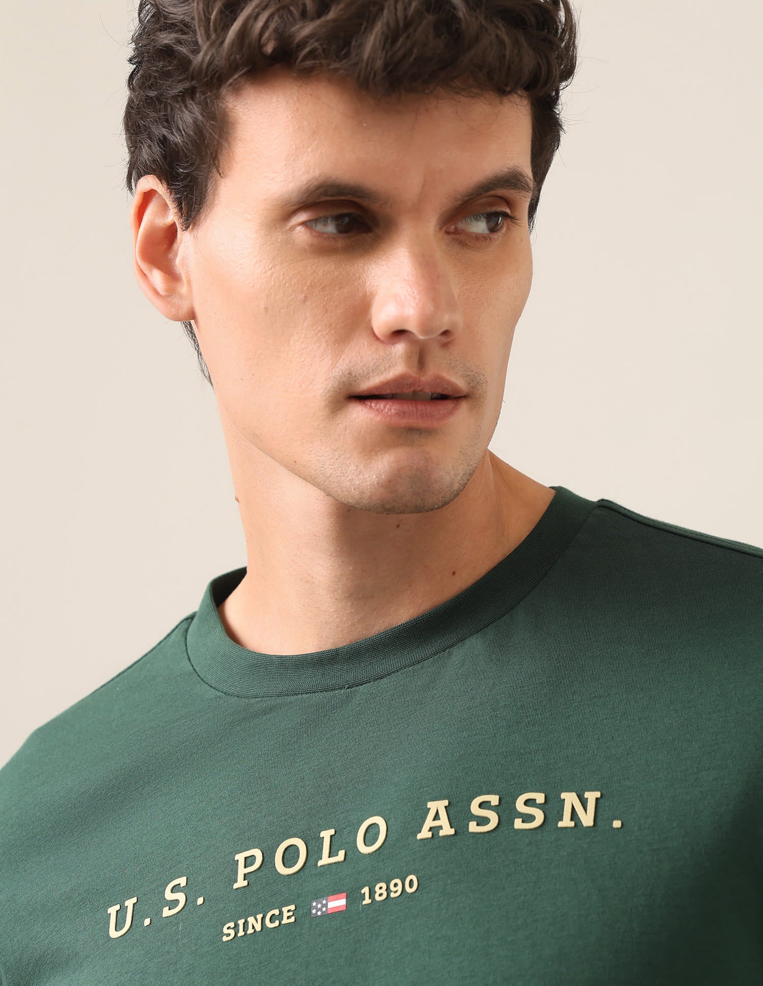 Brand Embossed Regular Fit T-Shirt Dark Green - U.S. Polo Assn. India | Large