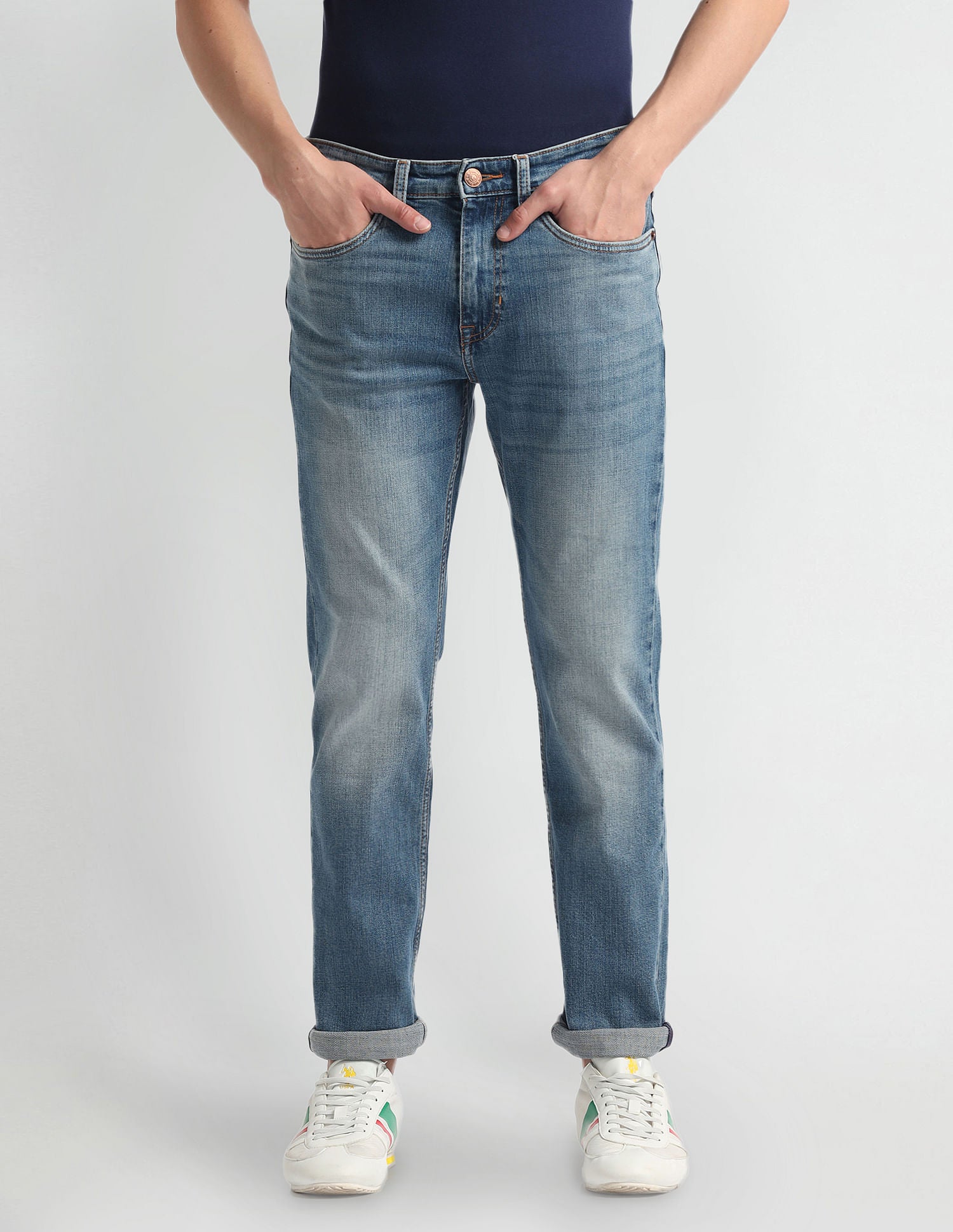 Harold Slim Straight Fit Blue Jeans Blue - U.S. Polo Assn. India | Large