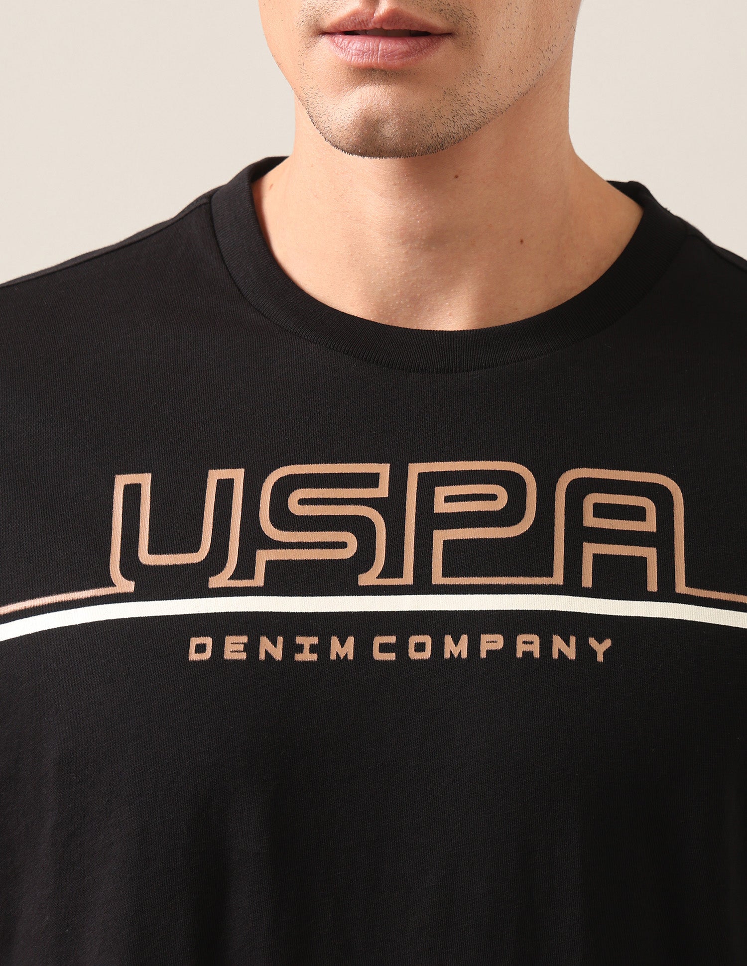 Brand Printed Regular Fit T-Shirt Black - U.S. Polo Assn. India | Large