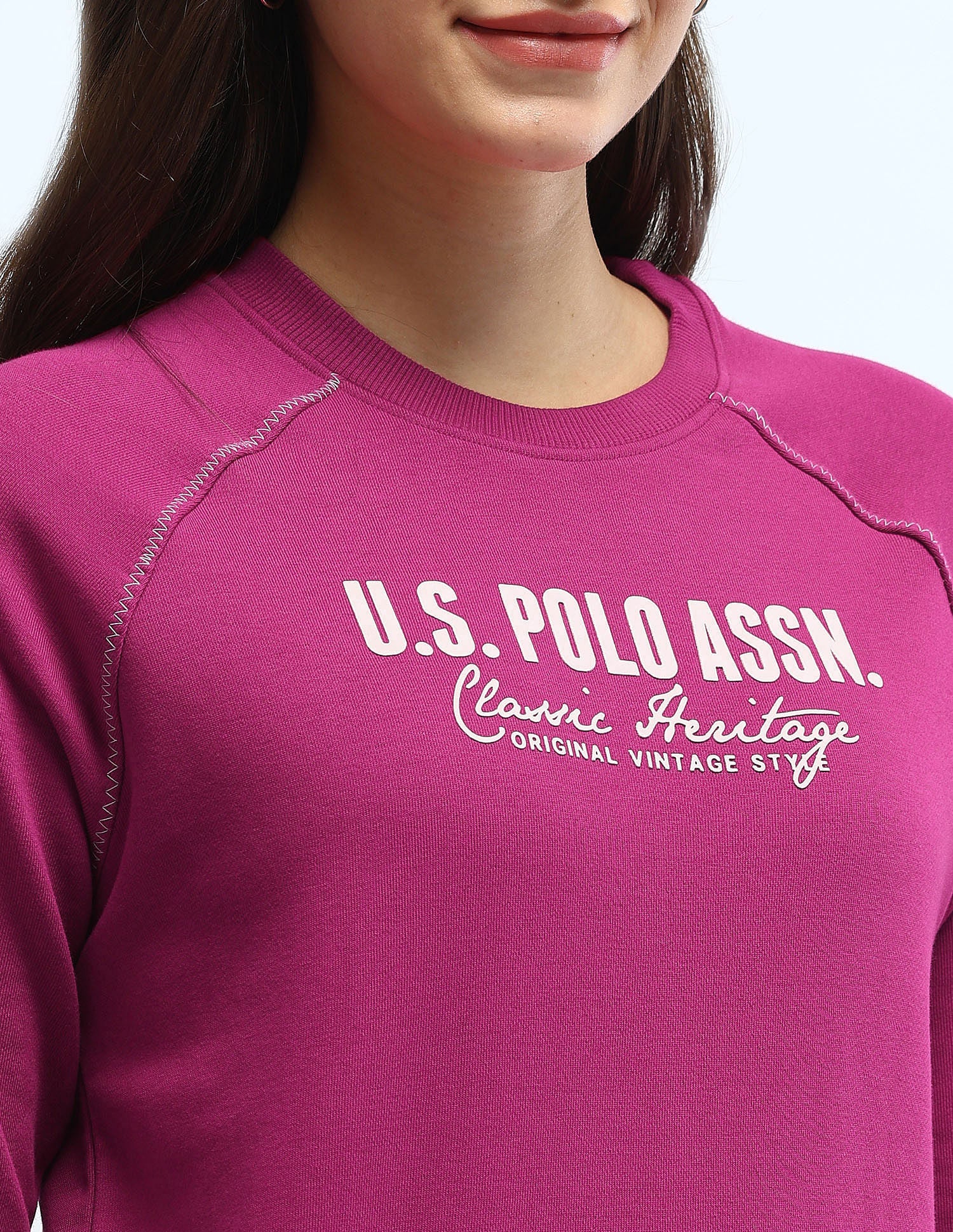 Hd Print Regular Fit Sweatshirt Fuchsia - U.S. POLO ASSN. | Large