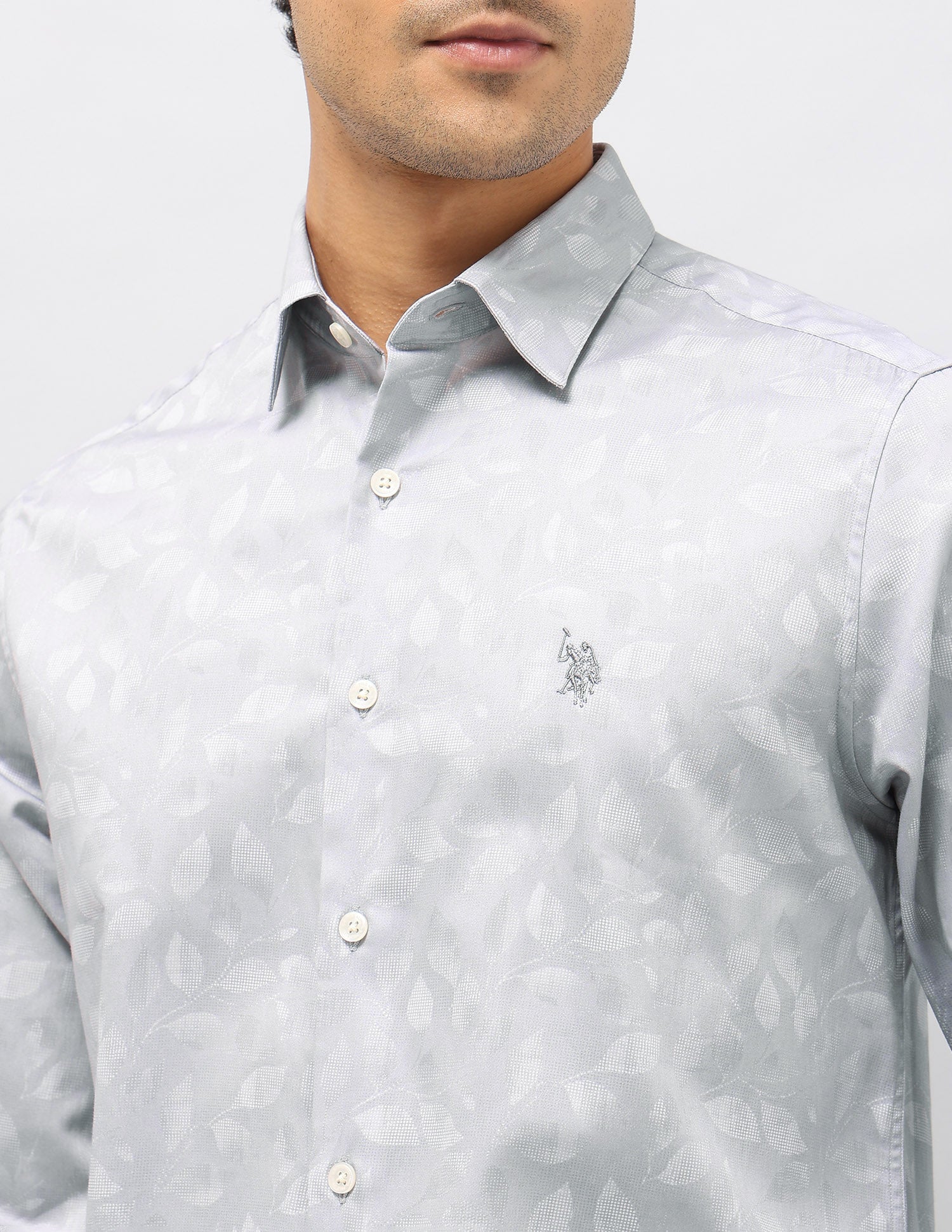 All Over Printed Pure Cotton Shirt Grey - U.S. POLO ASSN. | Large