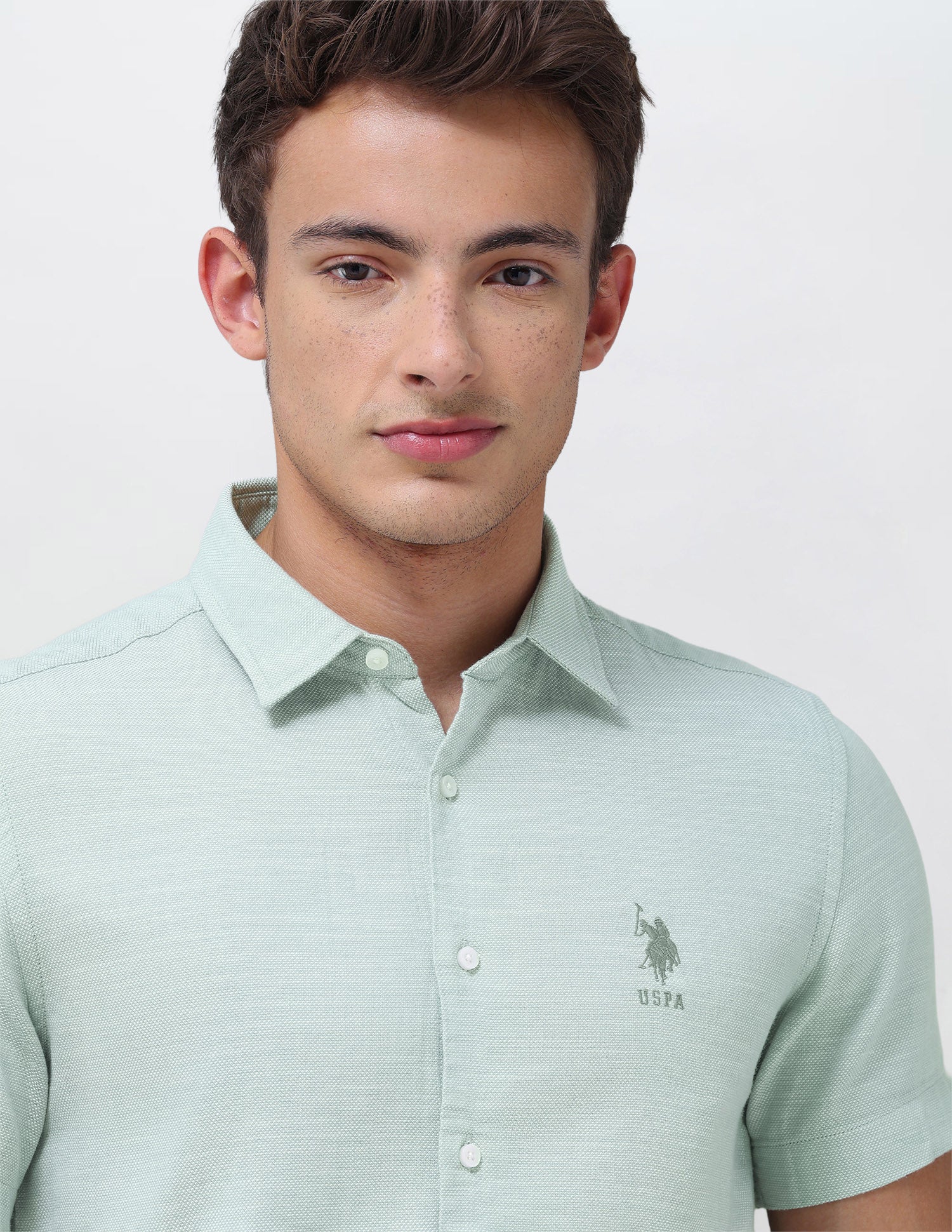 Solid Regular Fit Shirt Green - U.S. Polo Assn. India | Large