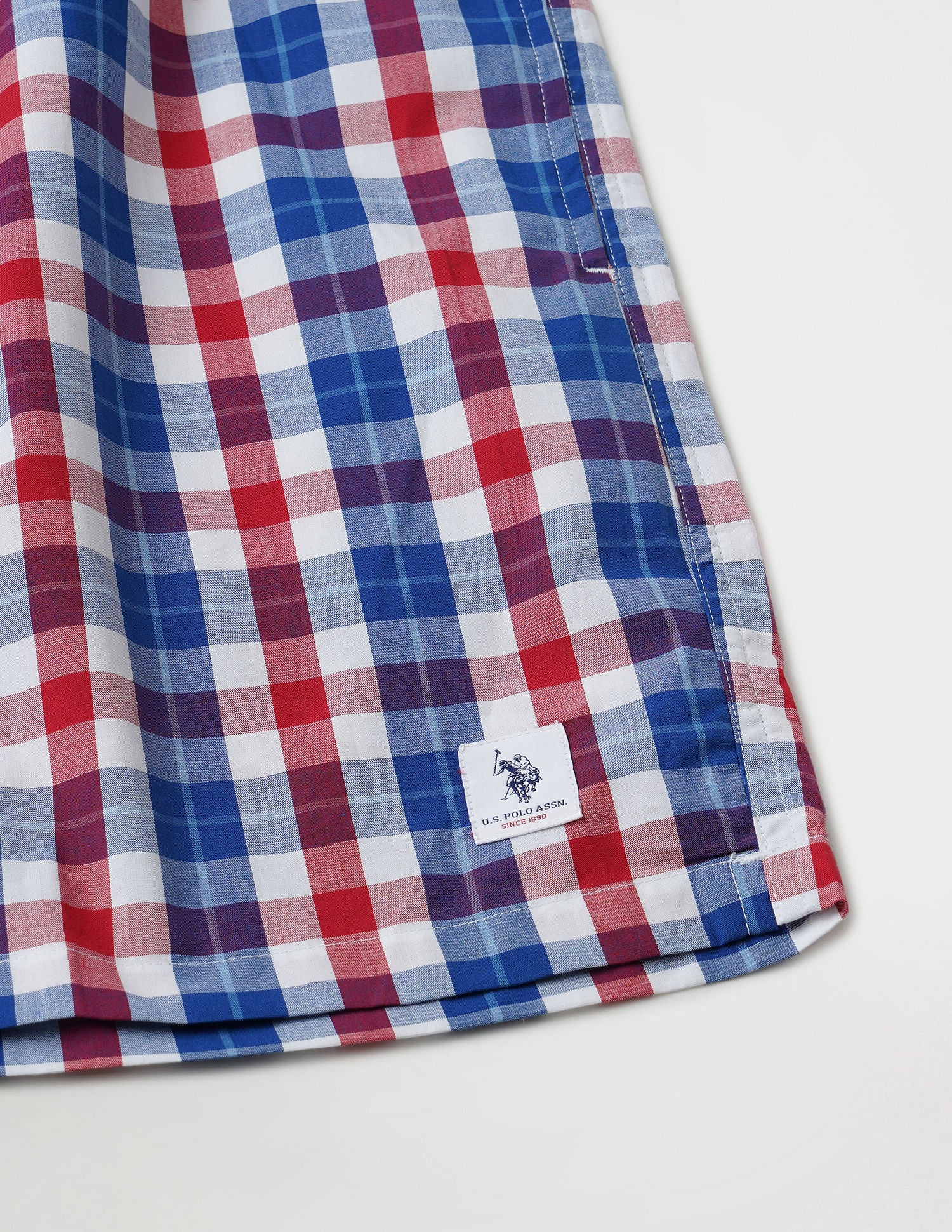 Checkered Cotton Twill EX002 Boxers - Pack Of 1 True Blue, White and Red - U.S. POLO ASSN. | Large