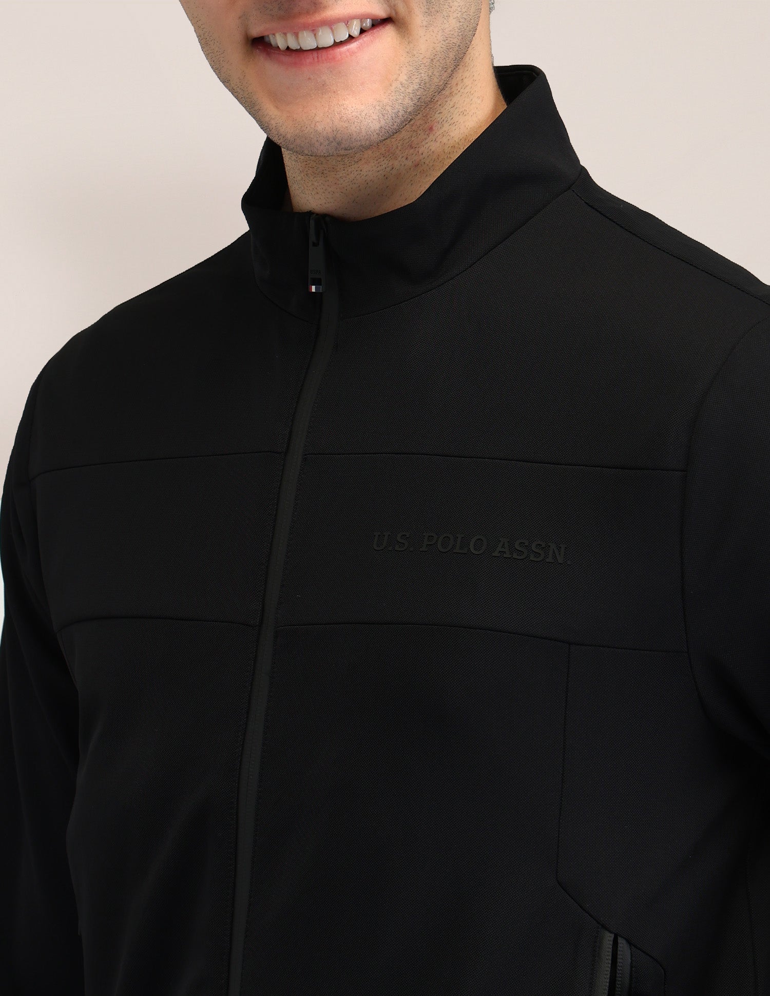 Solid Regular Fit Jacket Black - U.S. POLO ASSN. | Large