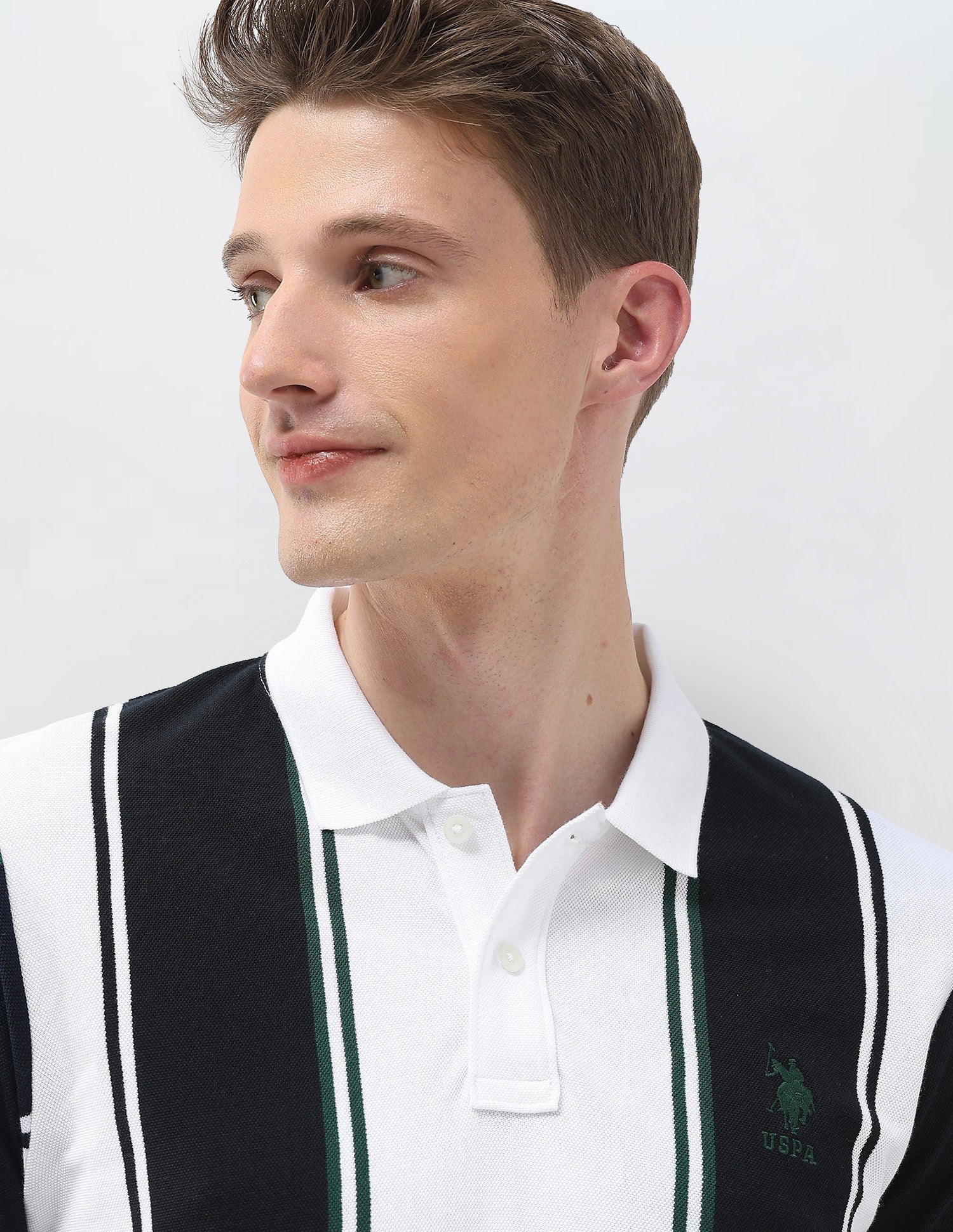 Vertical Striped Slim Fit Polo Shirt White - U.S. Polo Assn. India | Large
