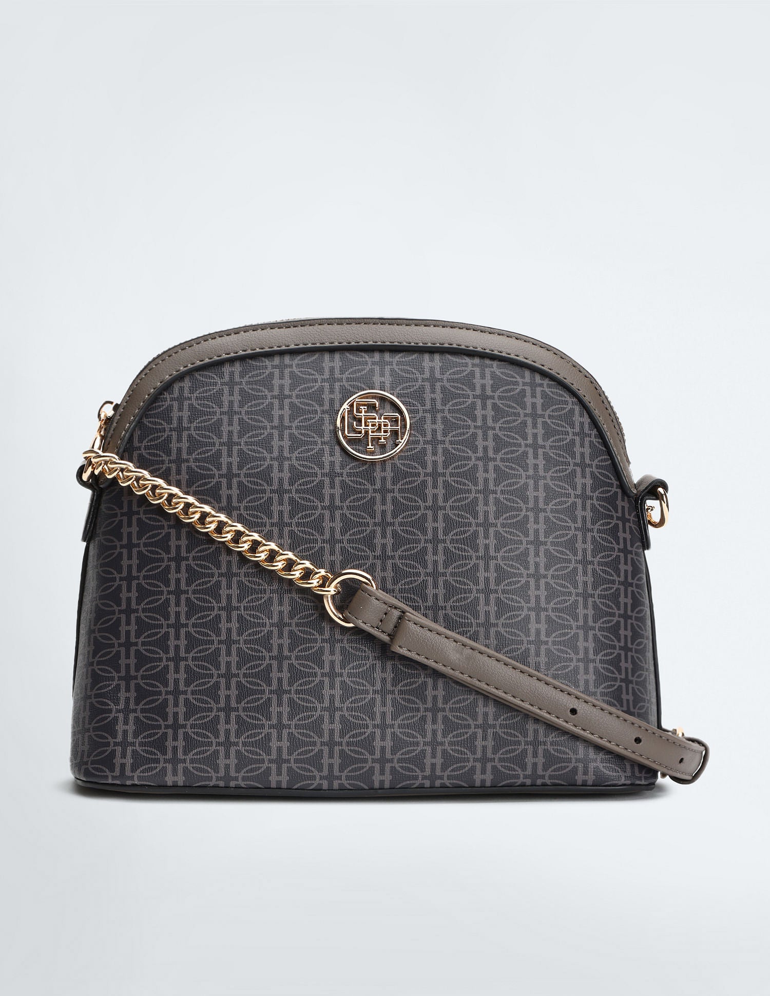 Chain Detail Dome Sling Bag Grey - U.S. POLO ASSN. | Large