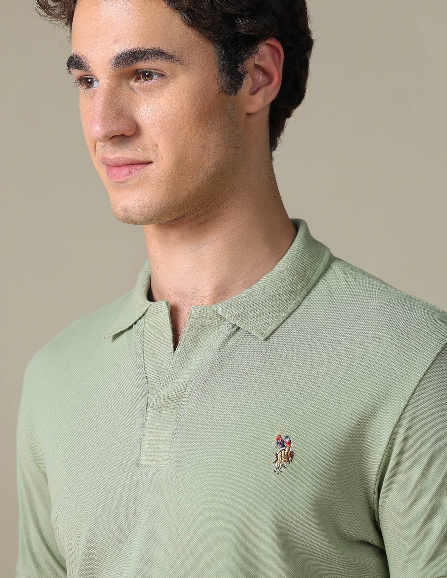 Solid Regular Fit Polo Shirt Green - U.S. Polo Assn. India | Large