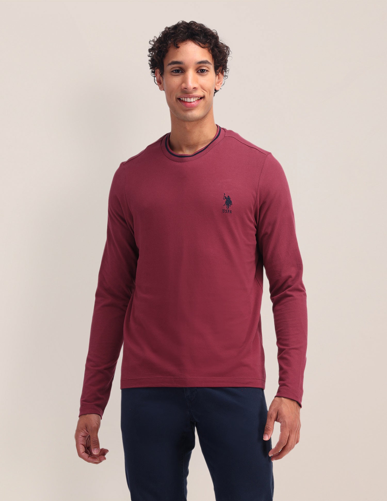 Solid Pattern Slim Fit T-Shirt Red - U.S. Polo Assn. India | Large