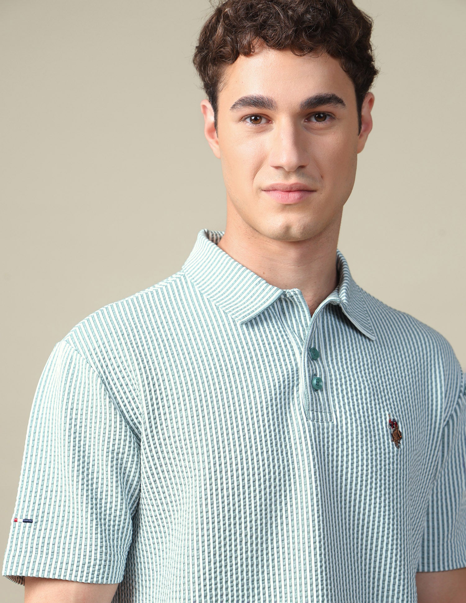 Vertical Striped Relaxed Fit Polo Shirt Green - U.S. Polo Assn. India | Large