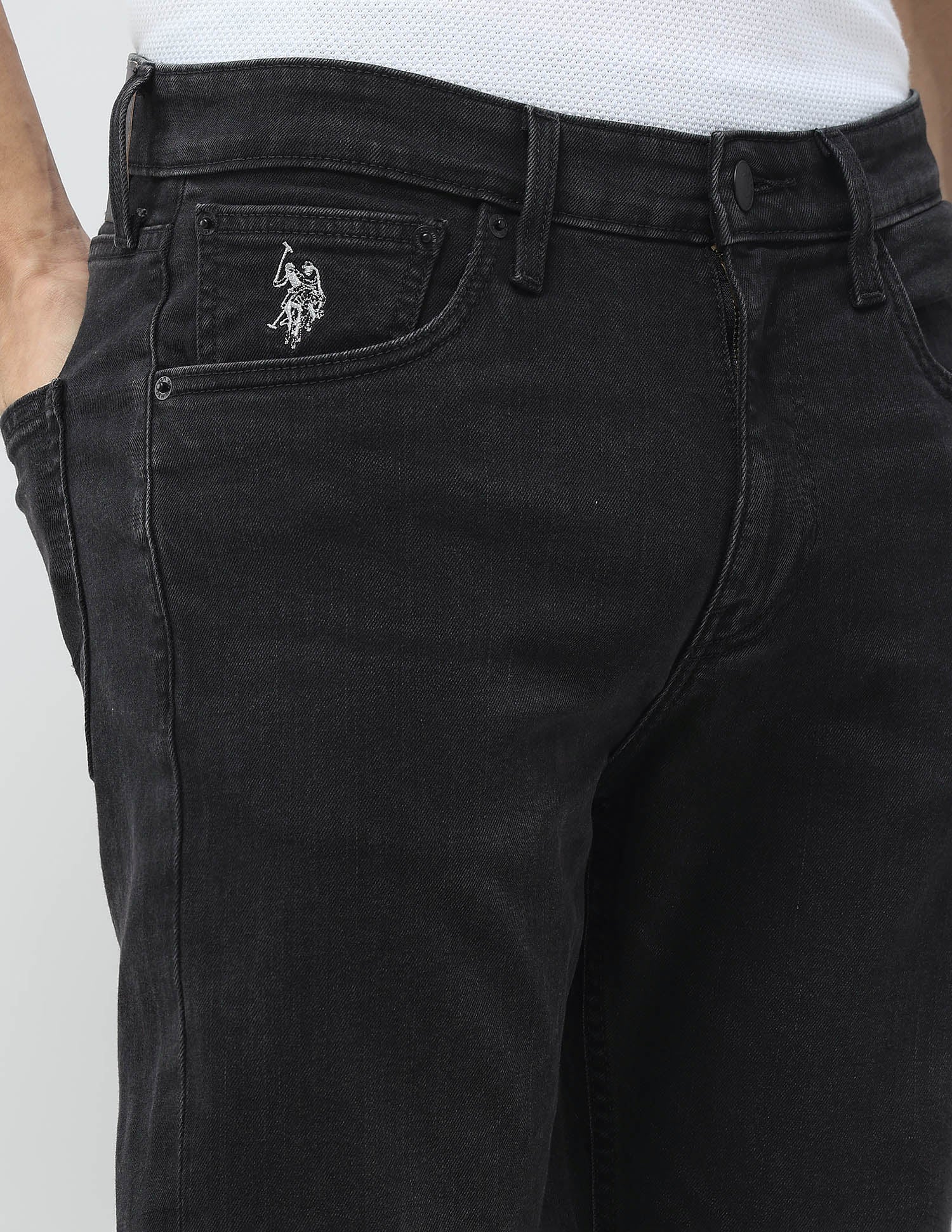 Cole Comfort Cropped Fit Black Jeans Black - U.S. POLO ASSN. | Large