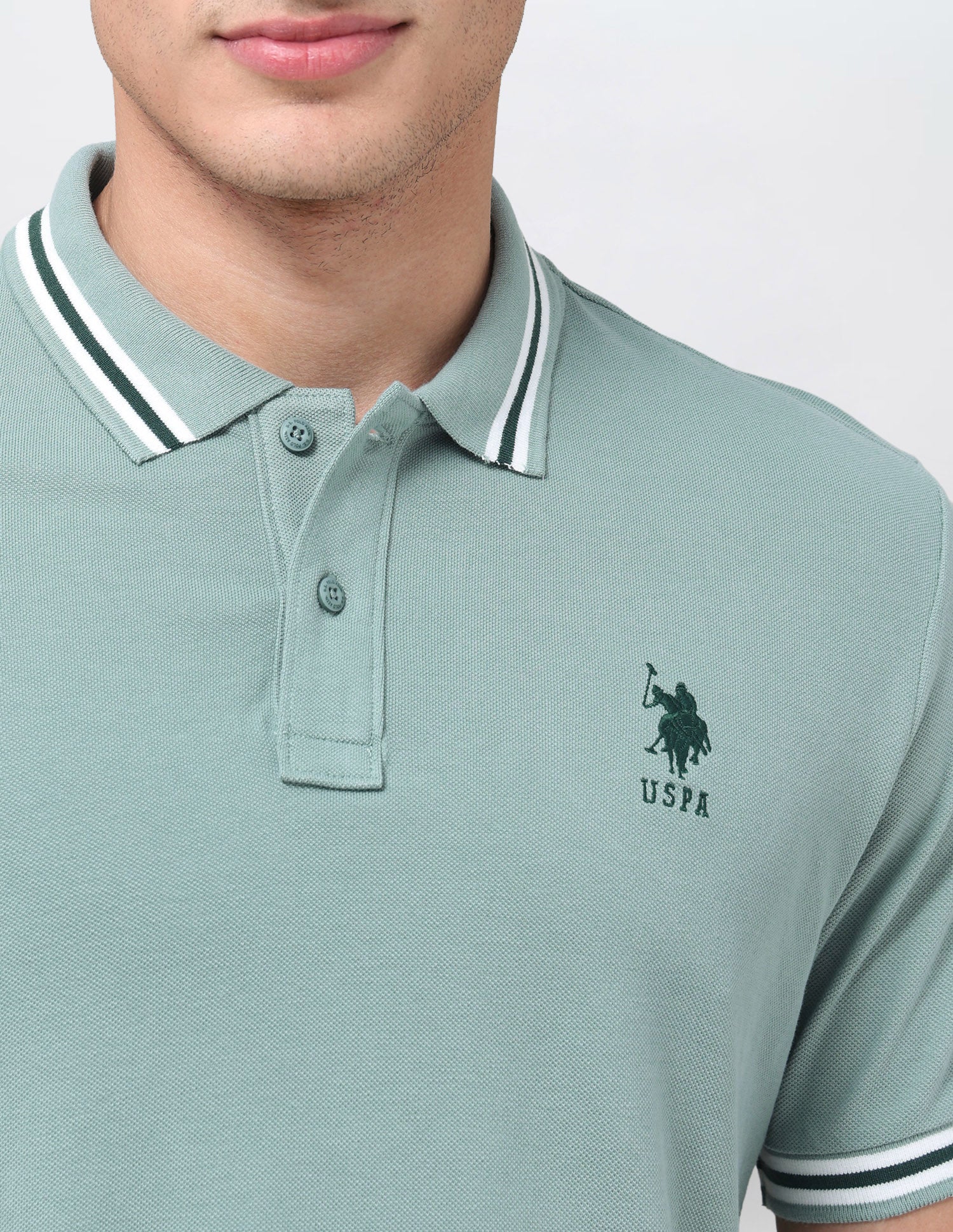 Solid Regular Fit Polo Shirt Light Green - U.S. Polo Assn. India | Large