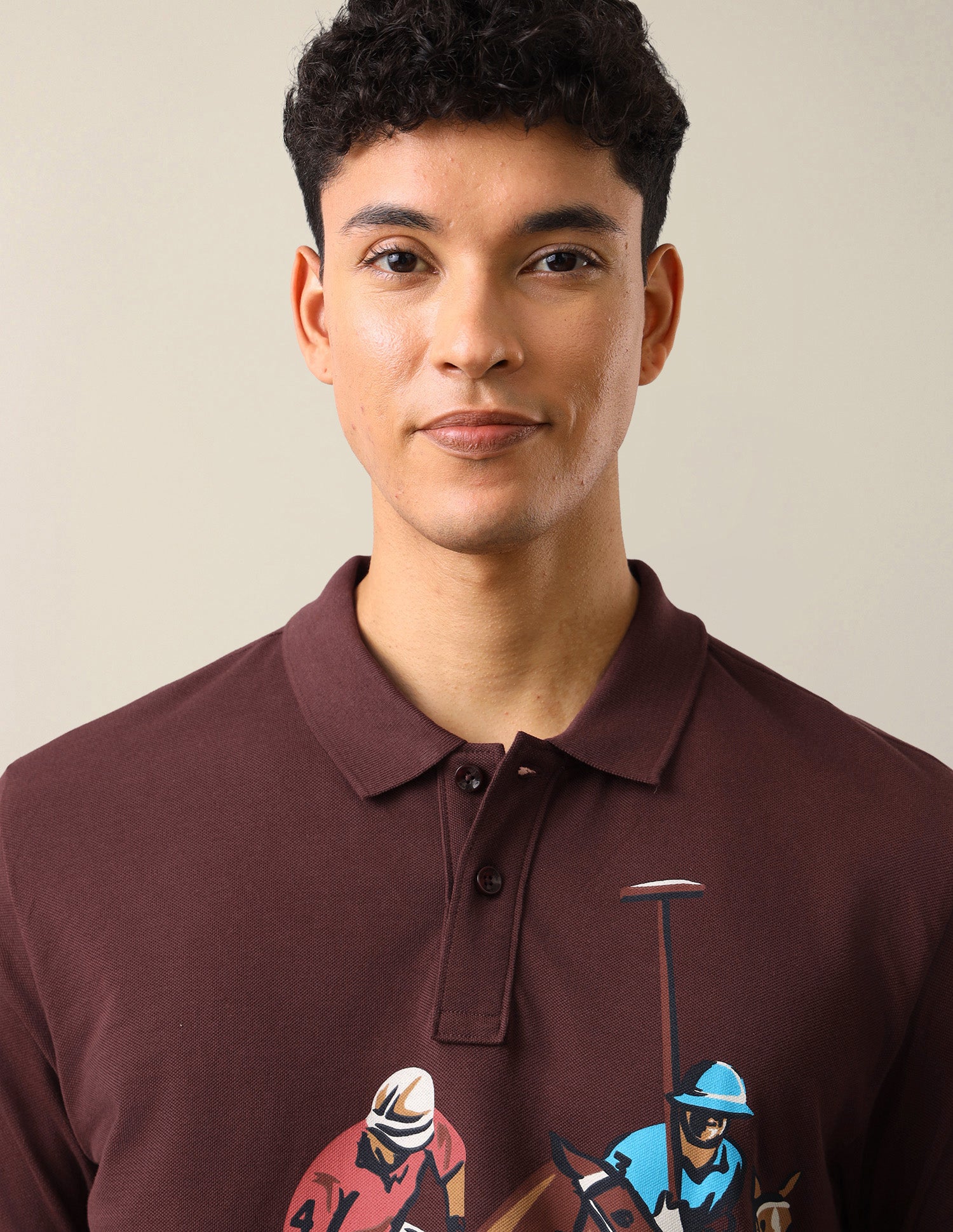 Graphic Brand Printed Slim Fit Polo Shirt Maroon - U.S. Polo Assn. India | Large