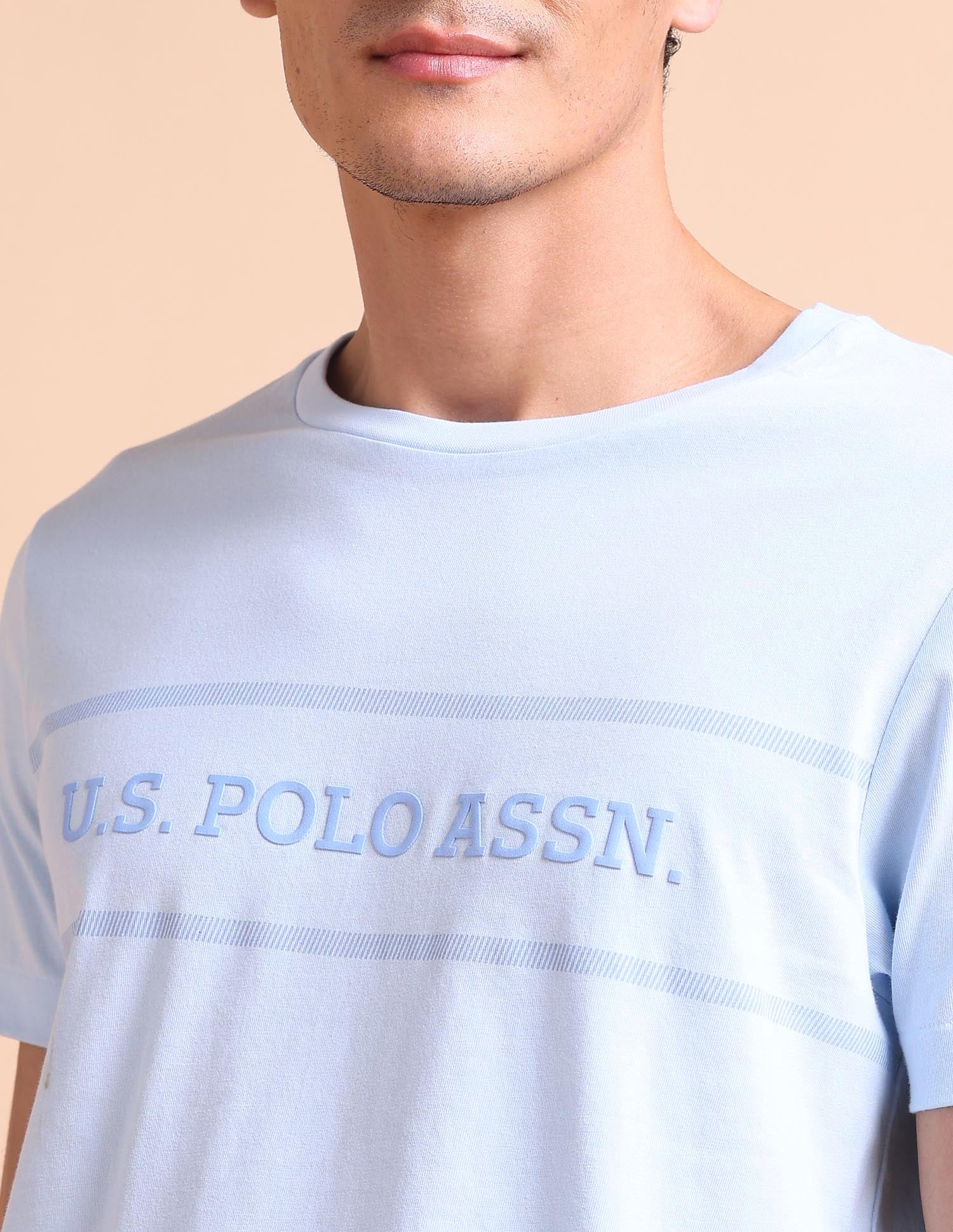 Brand Embossed Slim Fit T-Shirt Light Blue - U.S. POLO ASSN. | Large