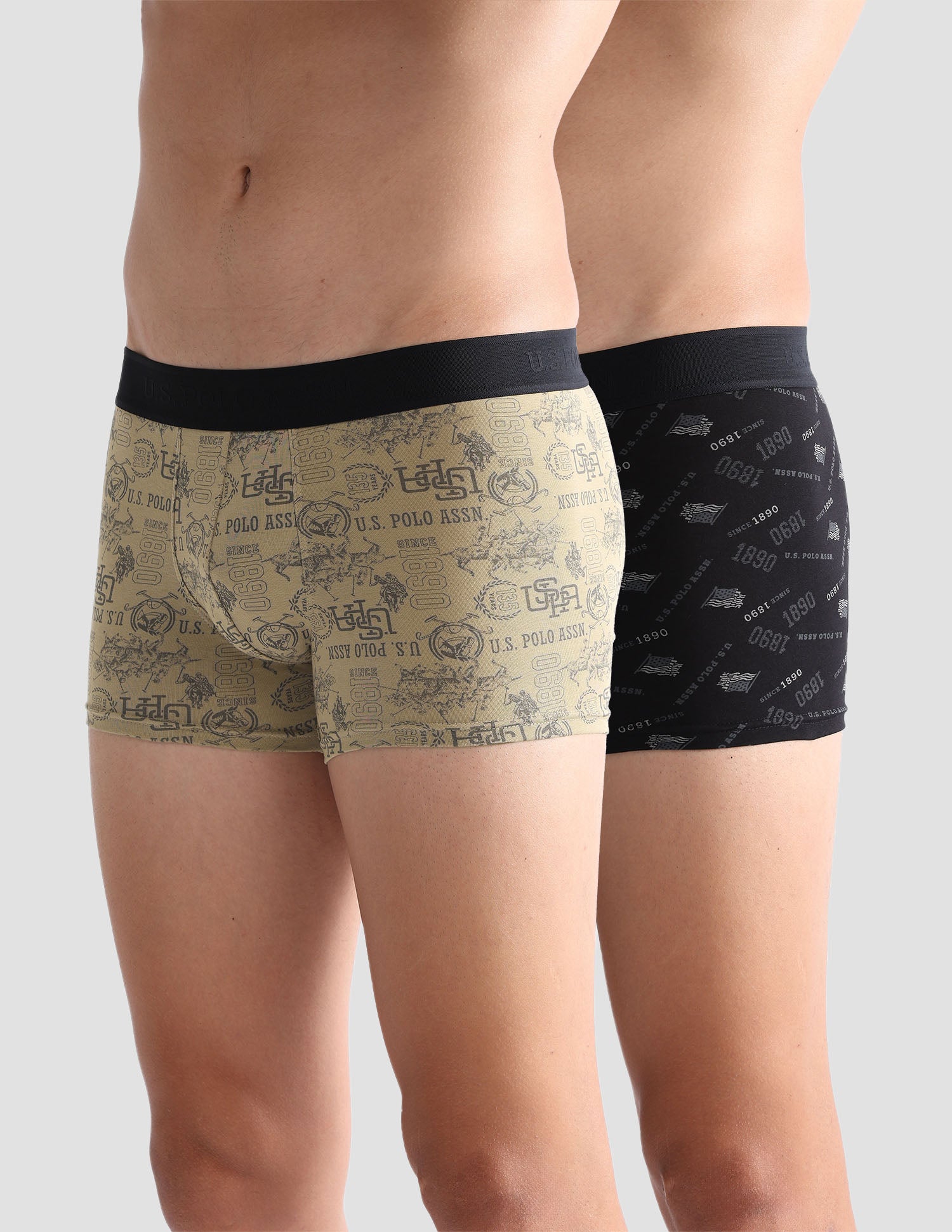 Brand Printed OET16 Trunks - Pack Of 2 Black and Lemon Pepper - U.S. POLO ASSN. | Large