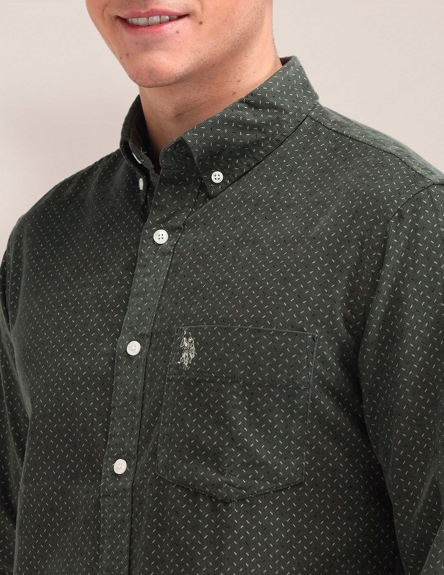 All-Over Tailored Fit Shirt Olive - U.S. Polo Assn. India | Large