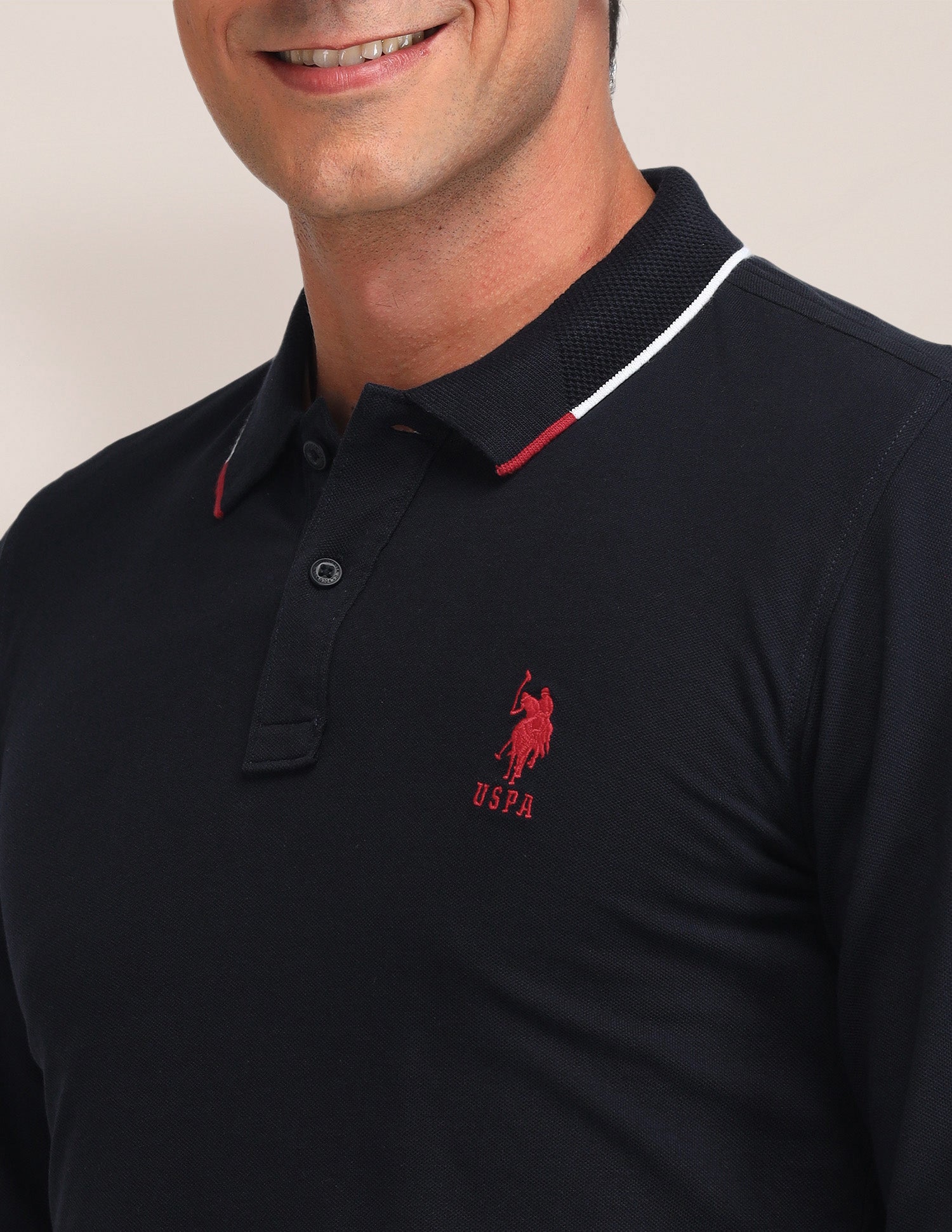 Solid Pattern Slim Fit Polo Shirt Navy - U.S. Polo Assn. India | Large