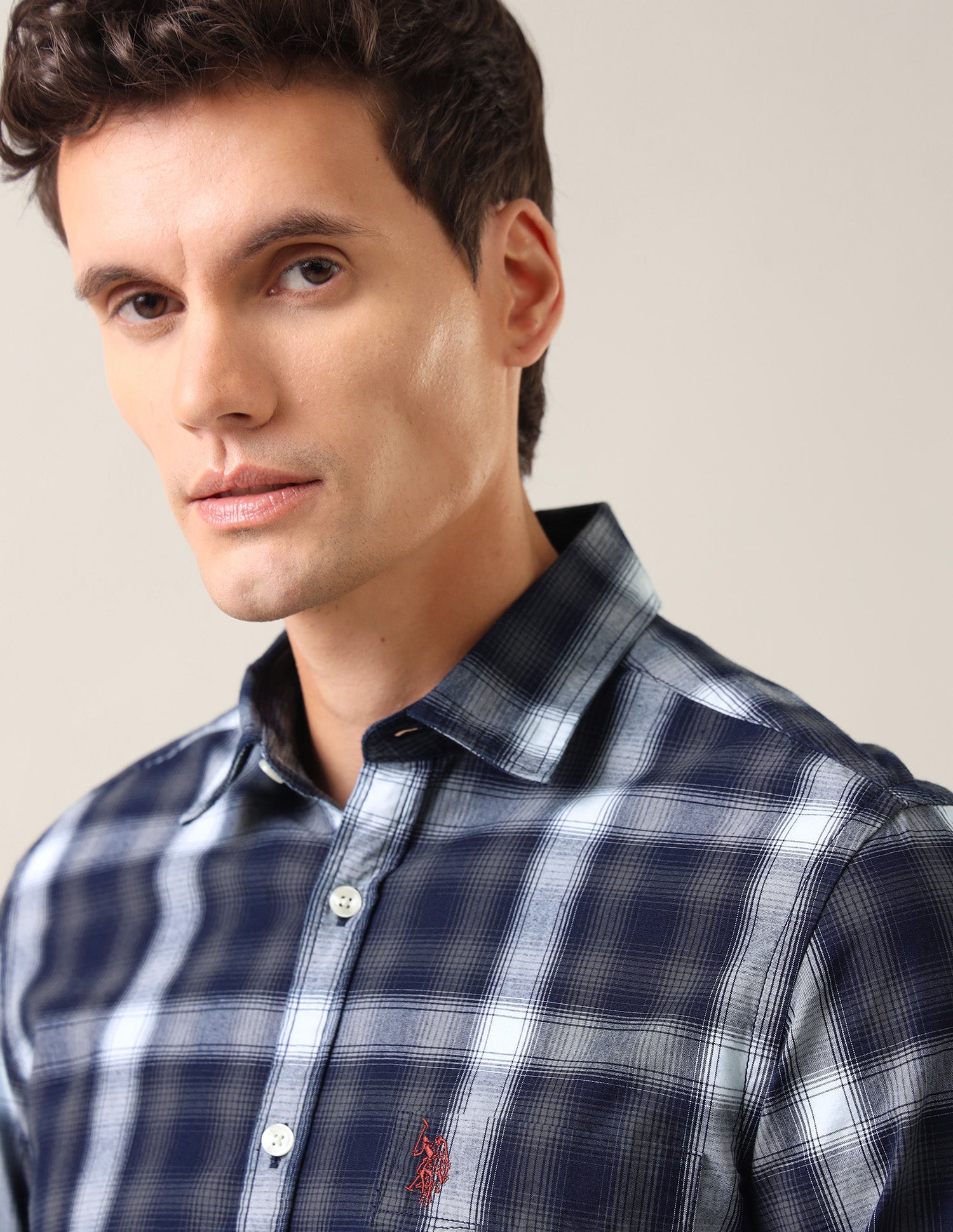 Plaid Checked Twill Shirt Navy - U.S. Polo Assn. India | Large