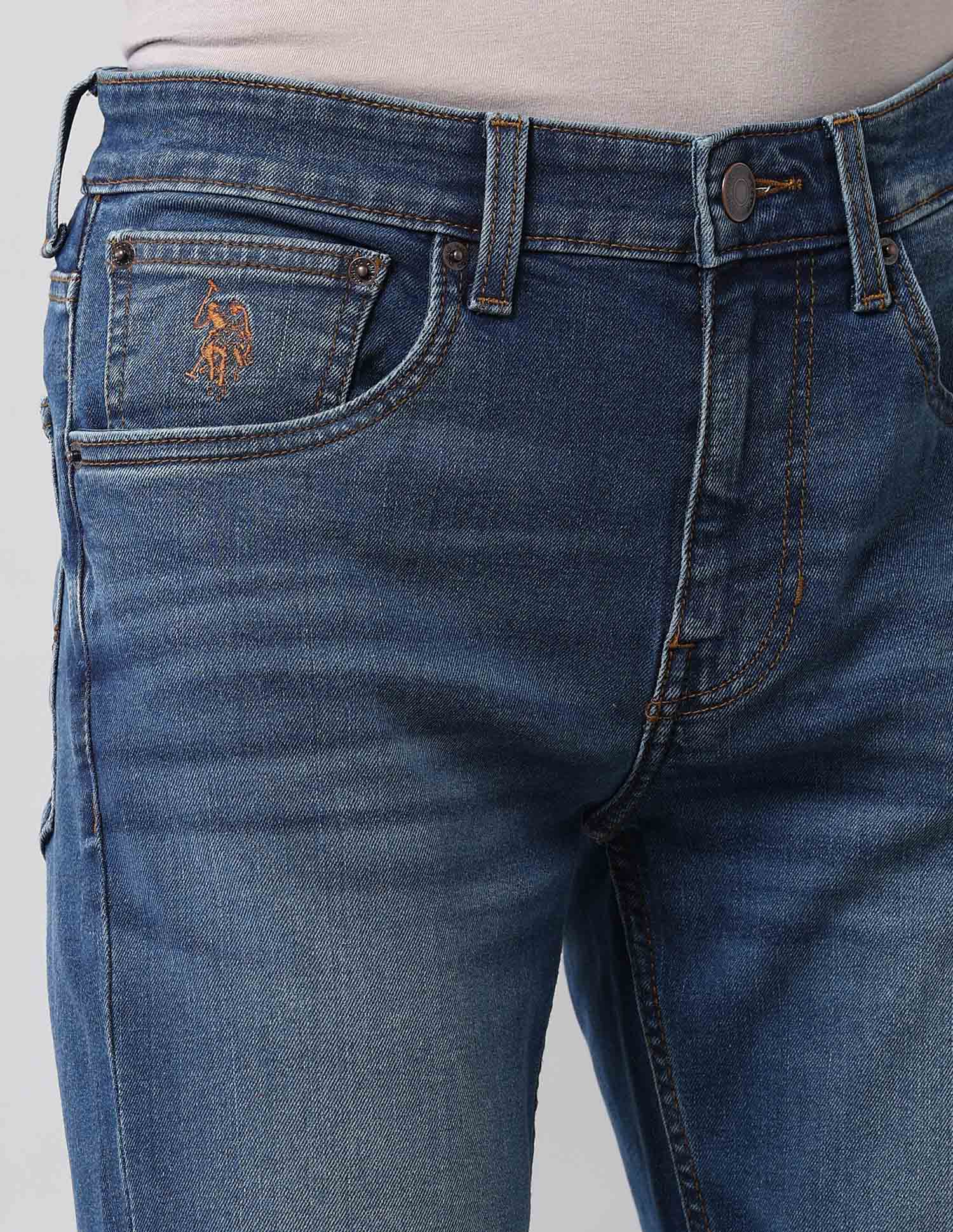 Regallo Skinny Fit Blue Vintage Jeans Medium Wash - U.S. Polo Assn. India | Large