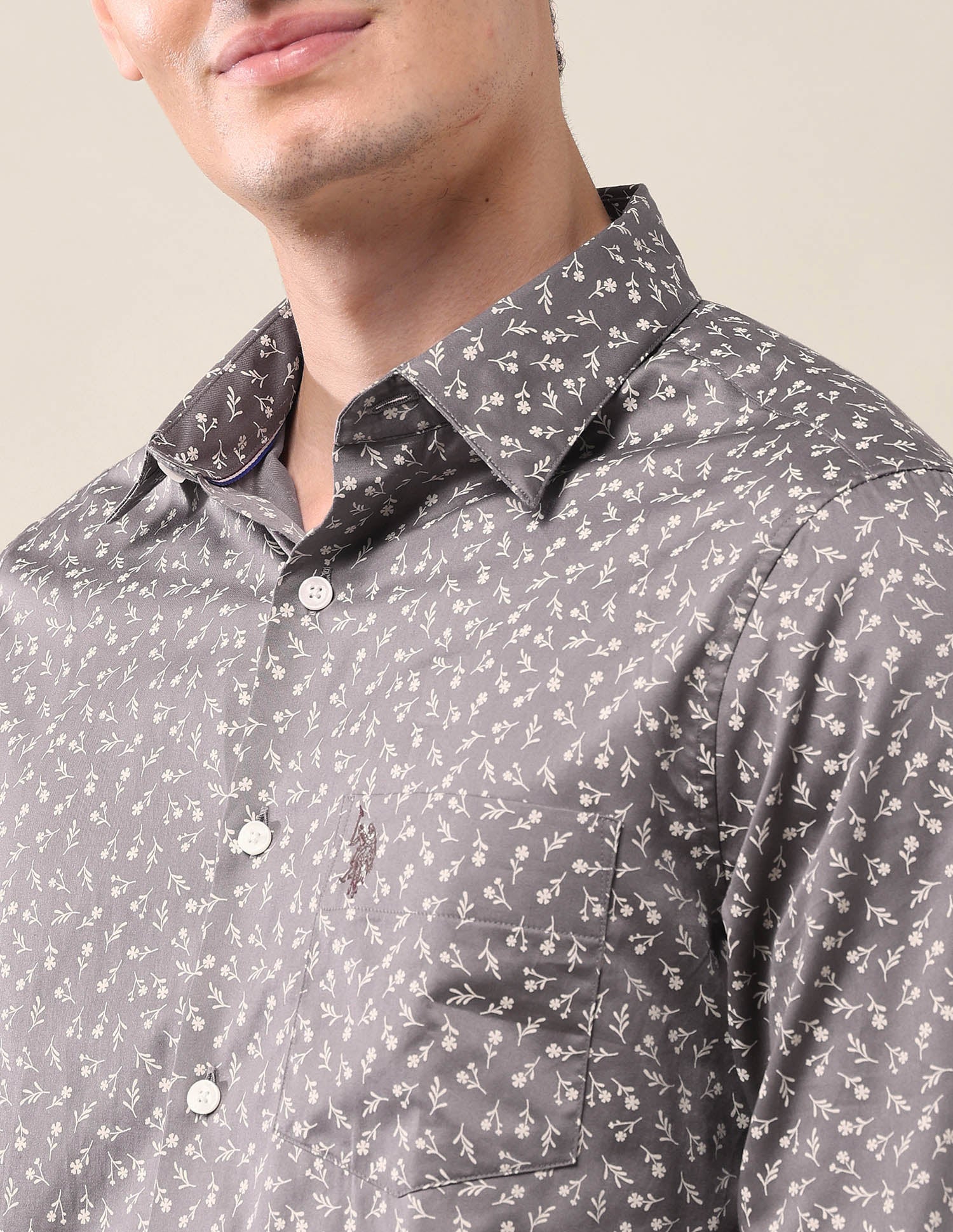 Floral Tailored Fit Shirt Grey - U.S. POLO ASSN. | Large