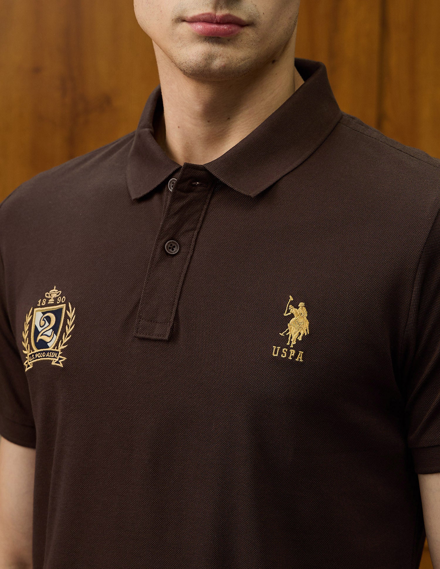Solid Varsity Theatre Polo Shirt Dark Brown - U.S. POLO ASSN. | Large
