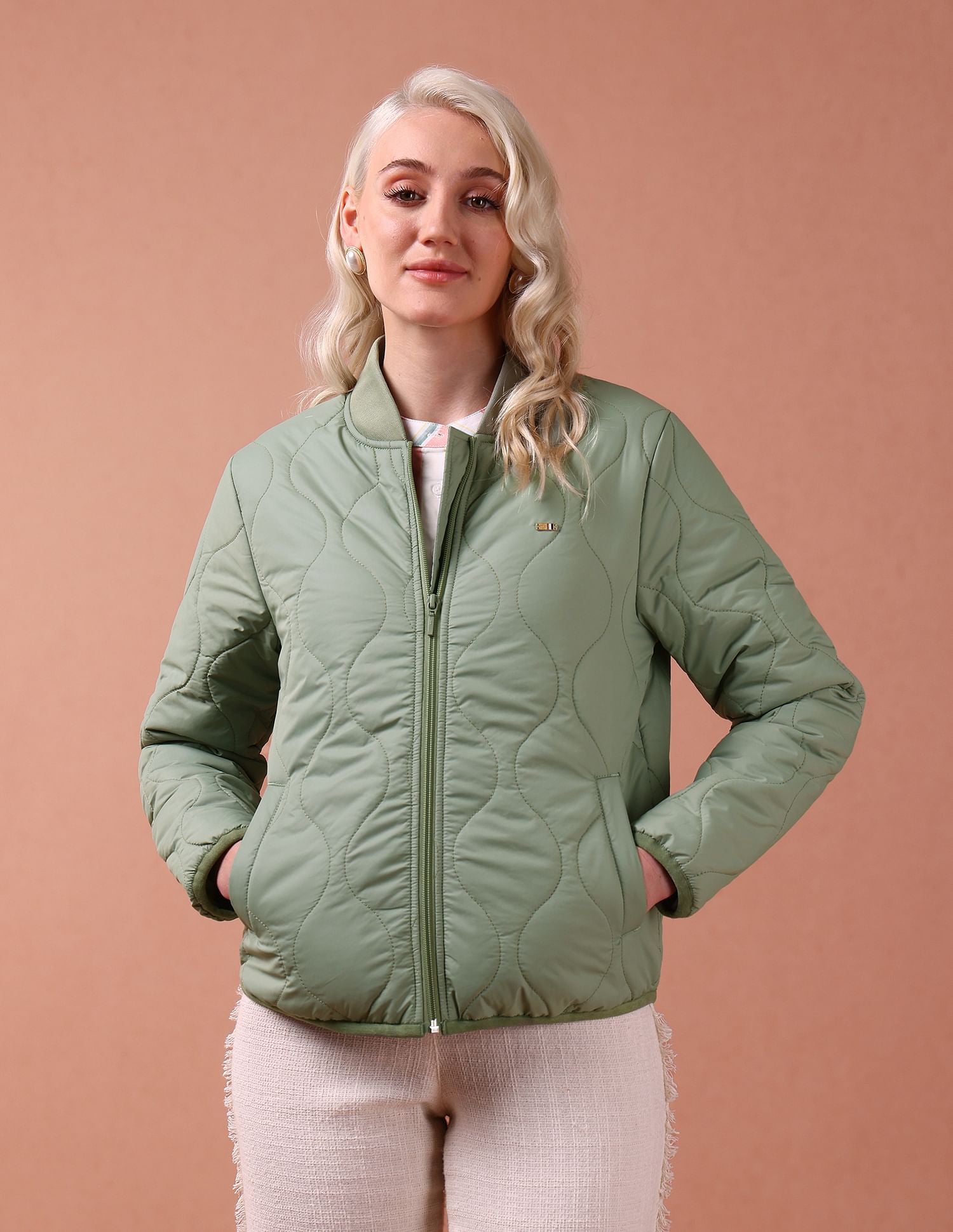 Stand Collar Quilted Jacket Mint - U.S. POLO ASSN. | Large