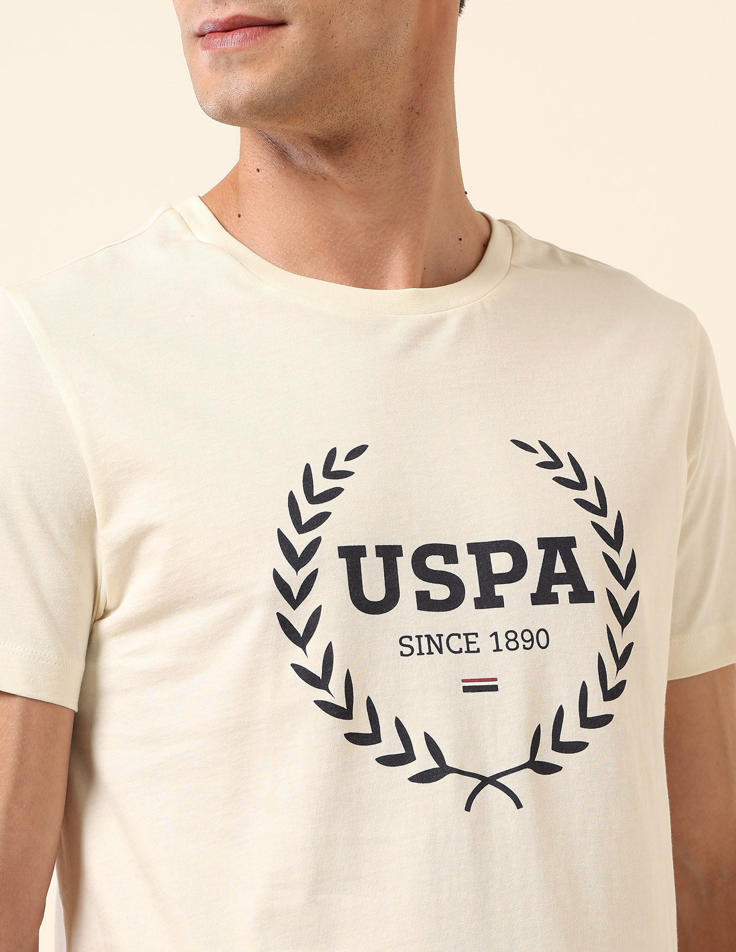 Brand Printed Slim Fit T-Shirt Off White - U.S. POLO ASSN. | Large